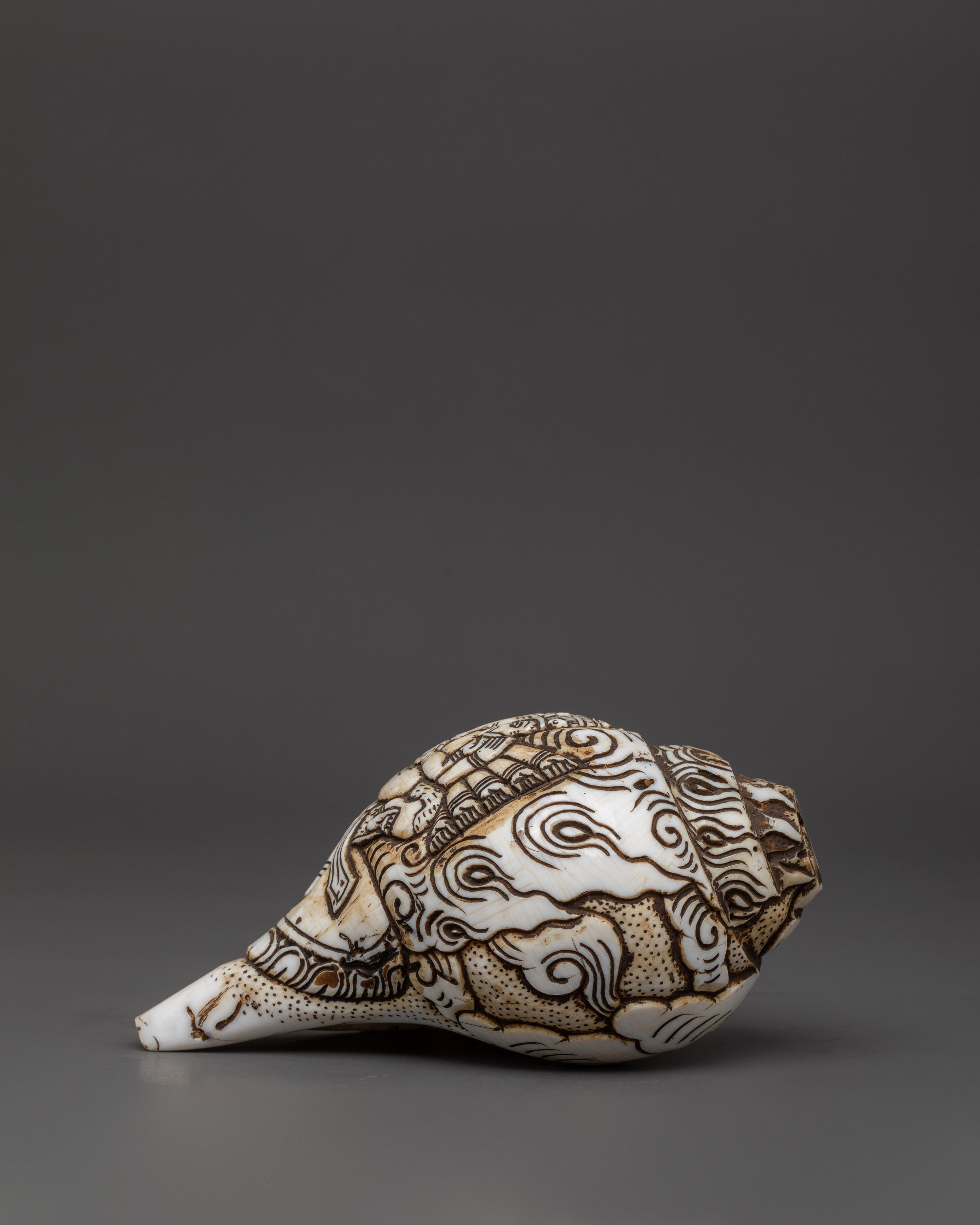 Handcrafted Ganesh Conch Shell | Sacred Shankha with Carved Ganesha Design