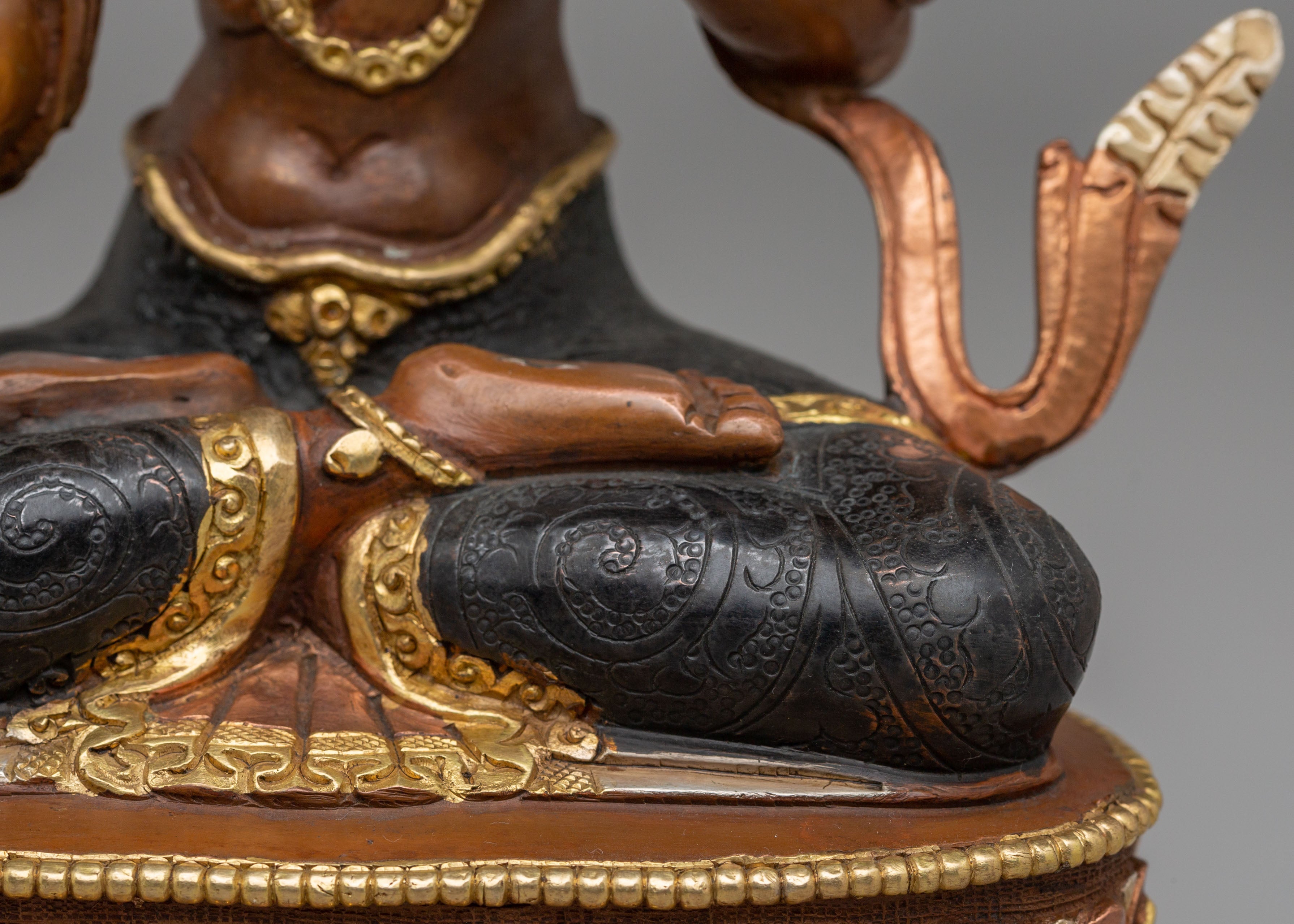 Handcrafted Tibetan White Tara Copper Statue | Spiritual Goddess Statue