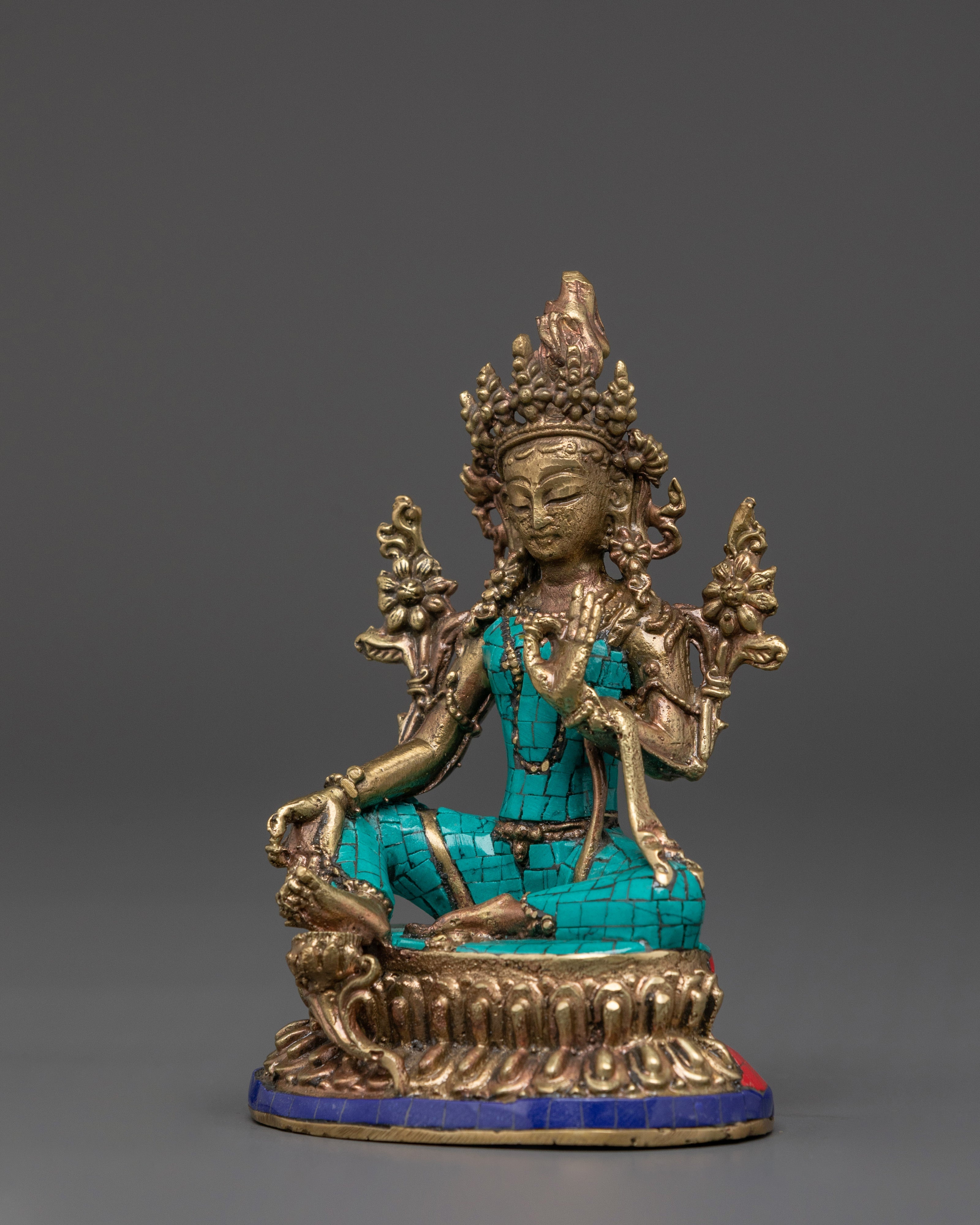 Buddhist Green Tara Brass  Statue | Healing Spiritual Decor