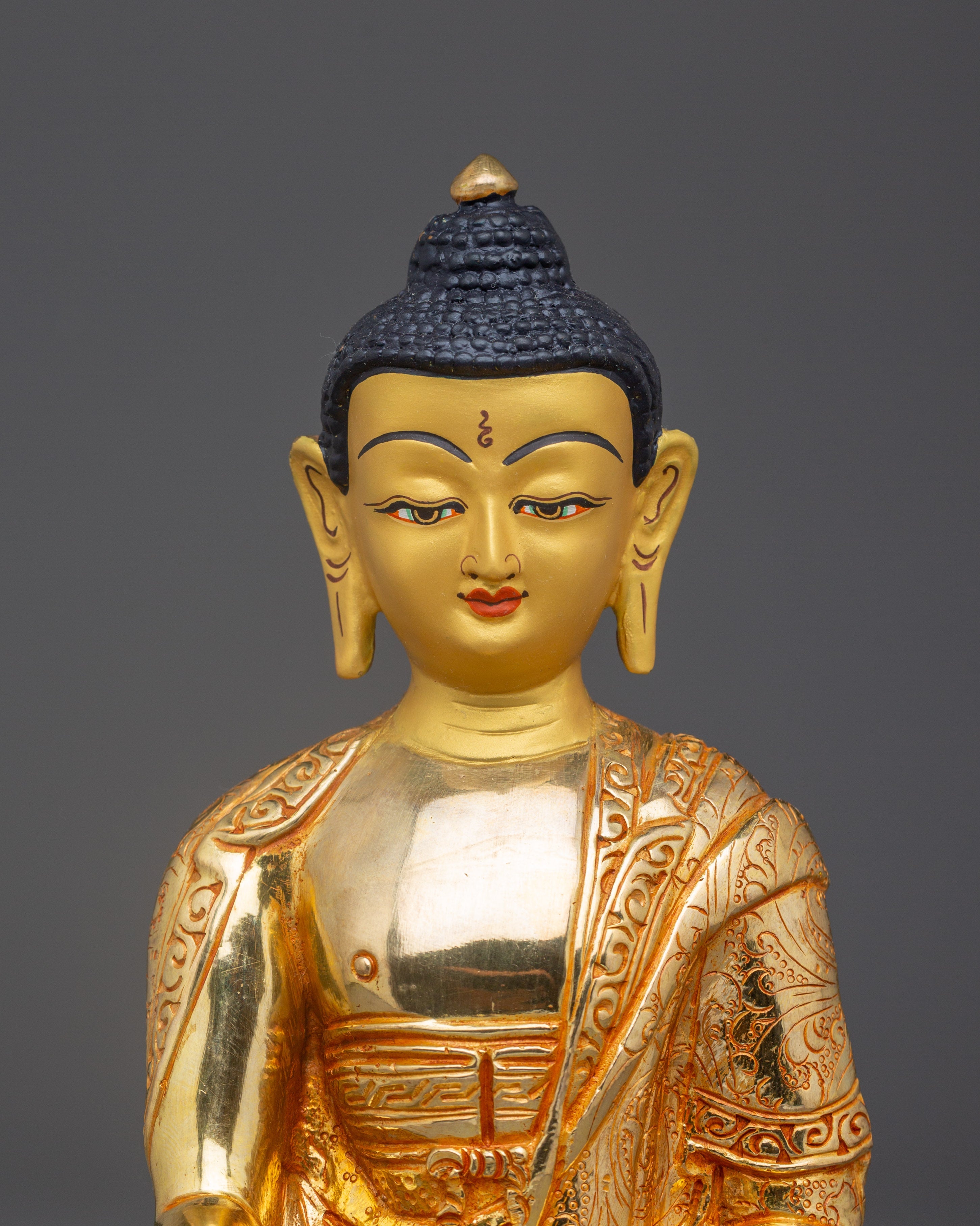 Handmade Gold Gilded Shakyamuni Buddha Statue | Tibetan Buddhist Art