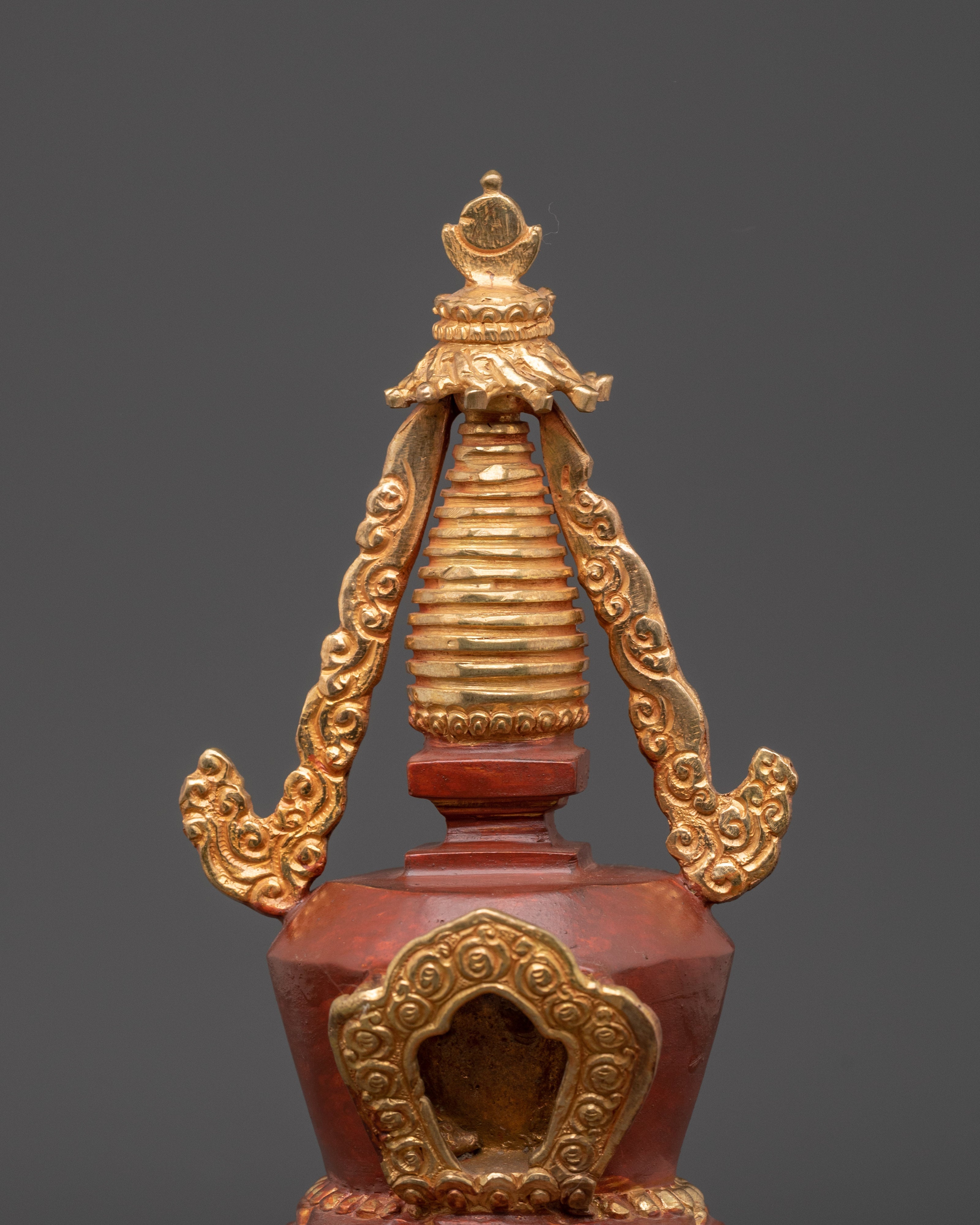 Tibetan Enlightenment Altar Stupa | Gold Plated Buddhist Shrine for Meditation