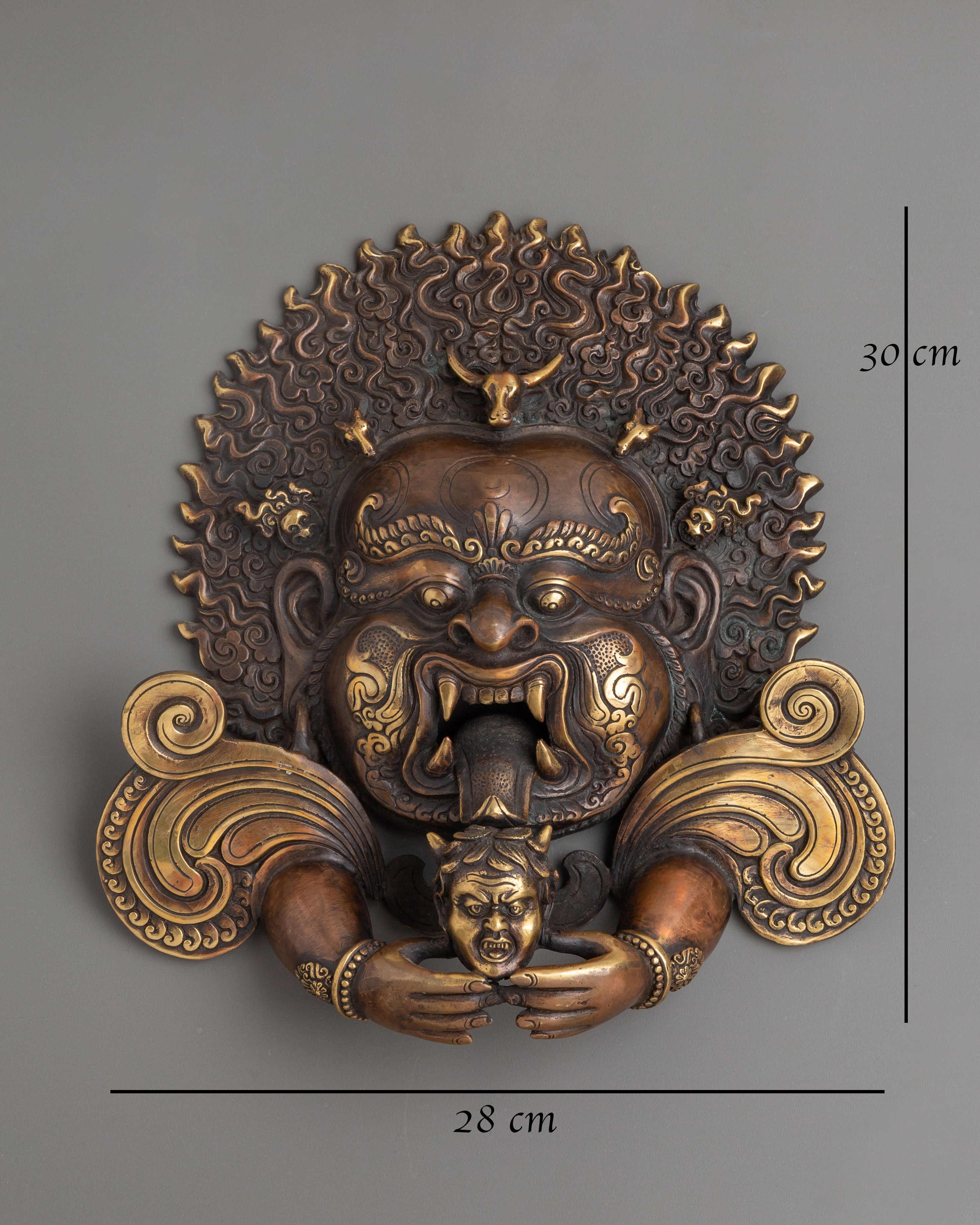 Handmade Kirtimukha Brass Wall Hanging | Mahakala Protective Deity Mask