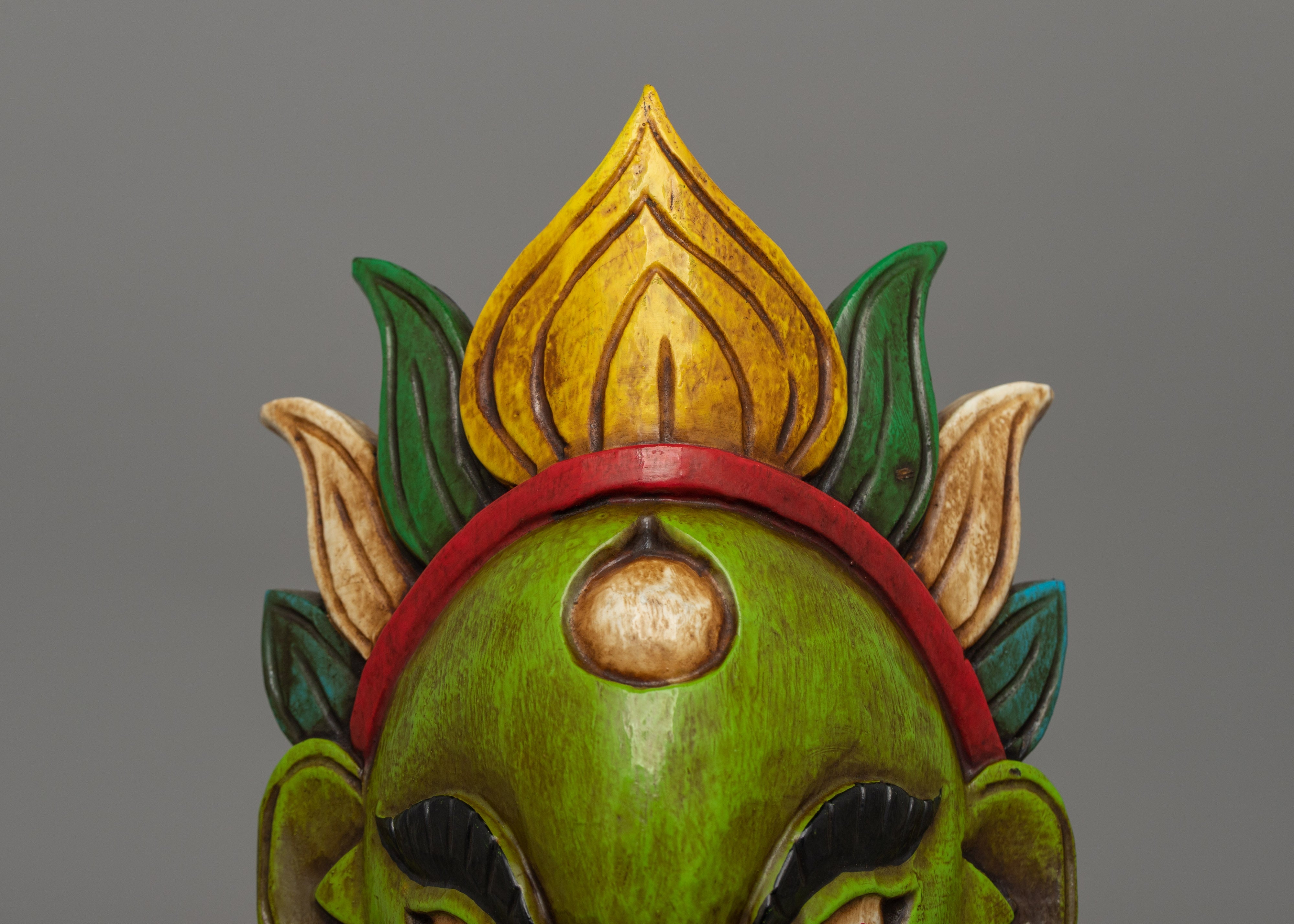 Green Garuda Mask | Handcrafted Wooden Spiritual Mask