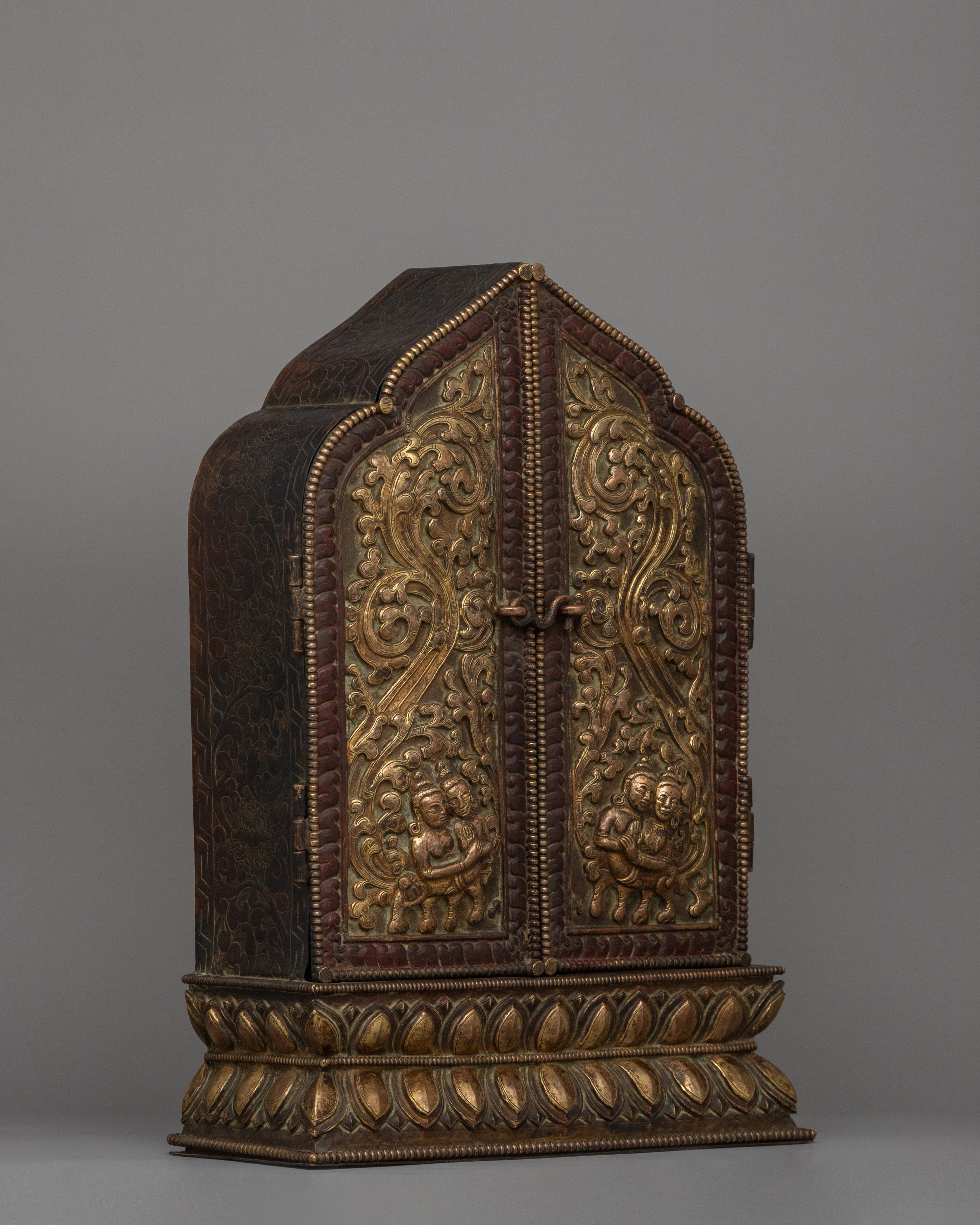 Gold Plated Foldable Ghau Box | Religious Item for longevity and success