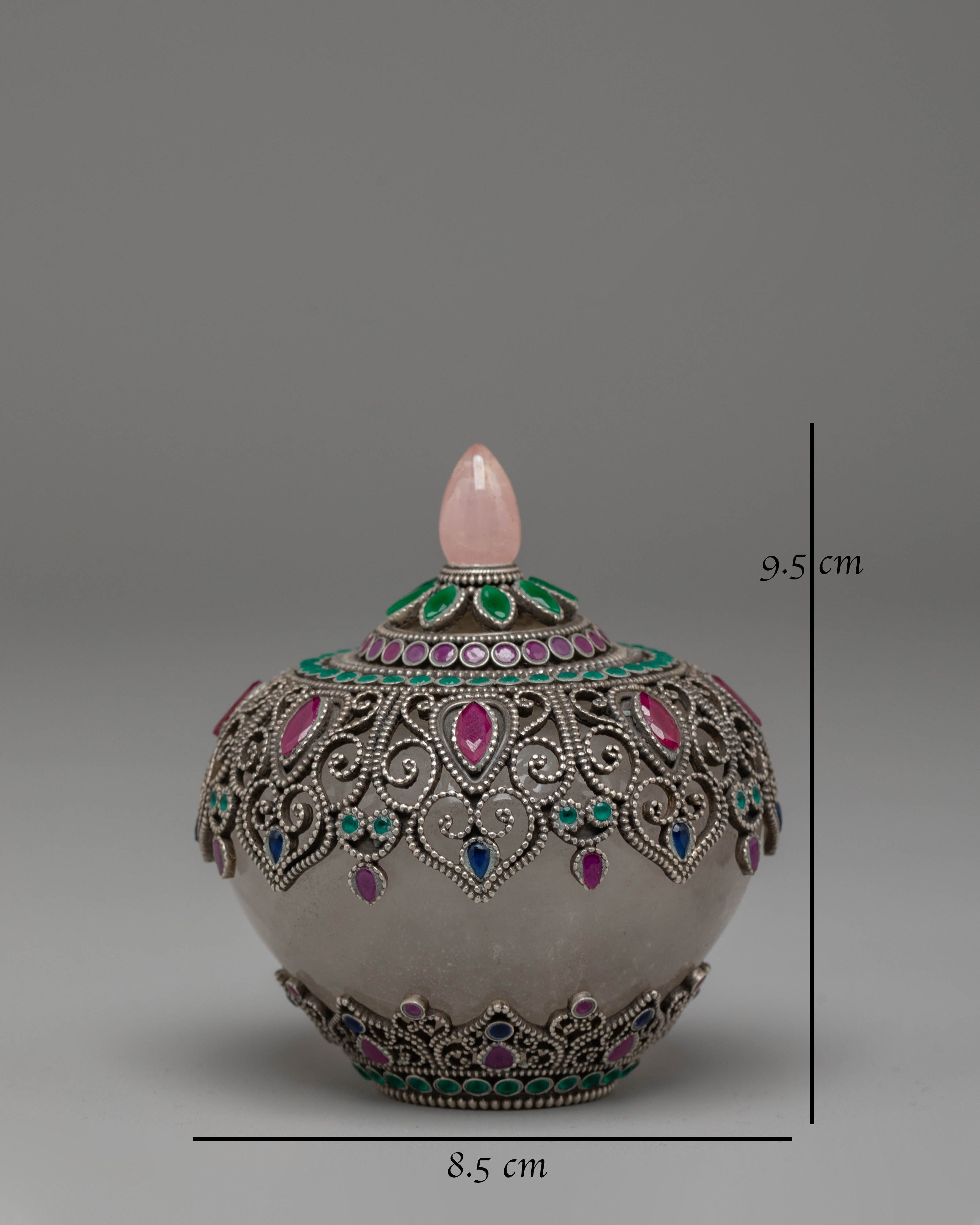 Spiritual Tibetan Dhupur Rice Pot | Sacred Silver Offering Vessel