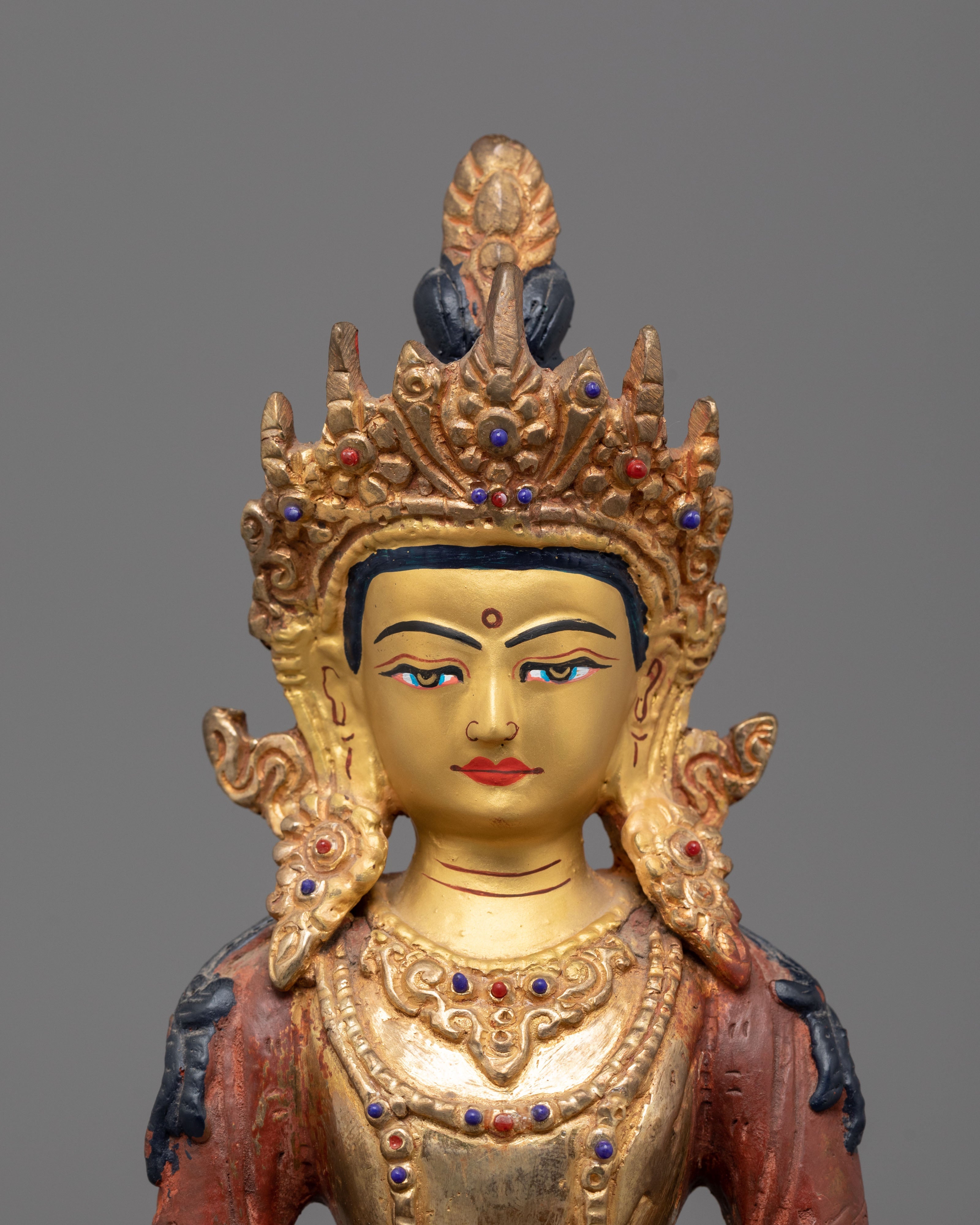 Handmade Statue of Tibetan Deity Amitayus | Compassion and Longevity