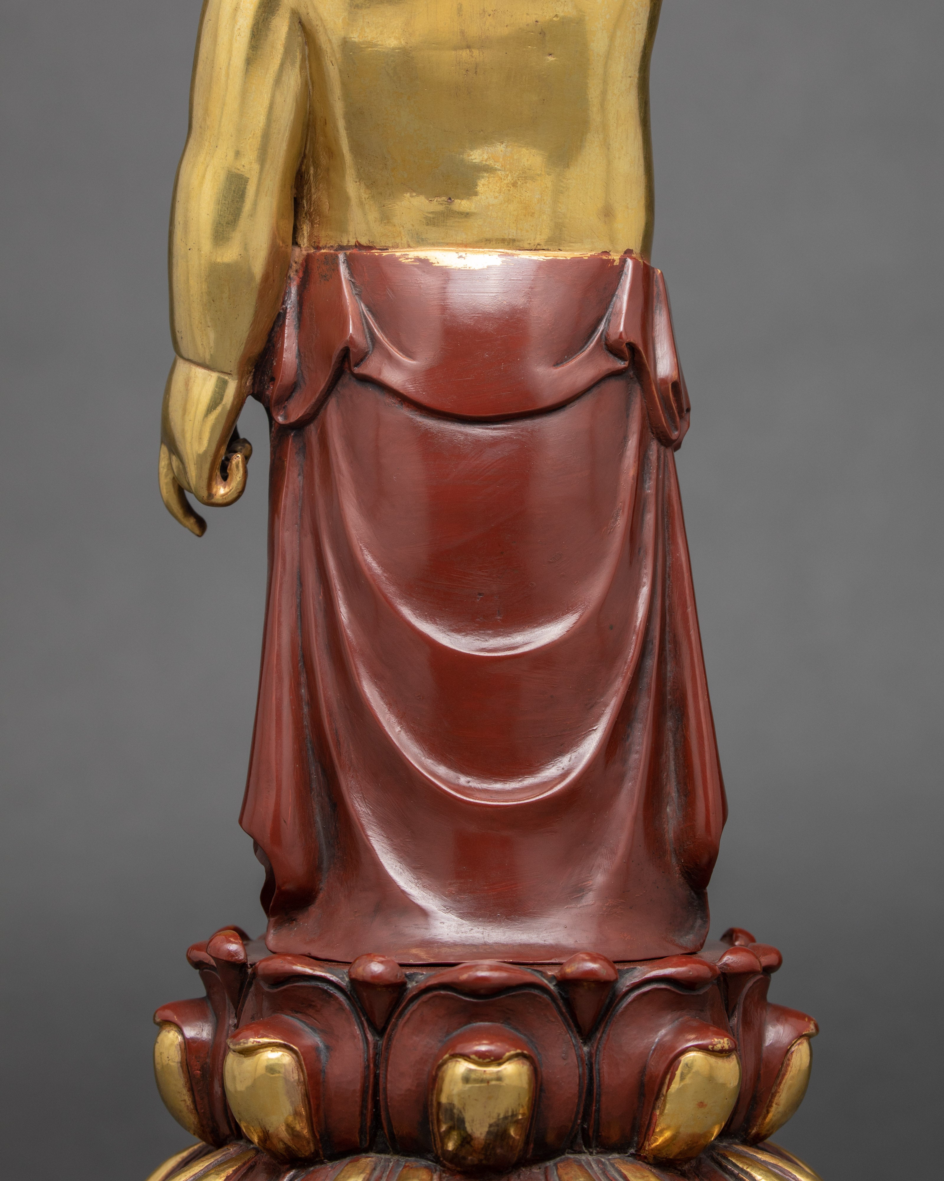 Standing Shakyamuni Buddha Sculpture | 24K Gold Hand Carved Statue