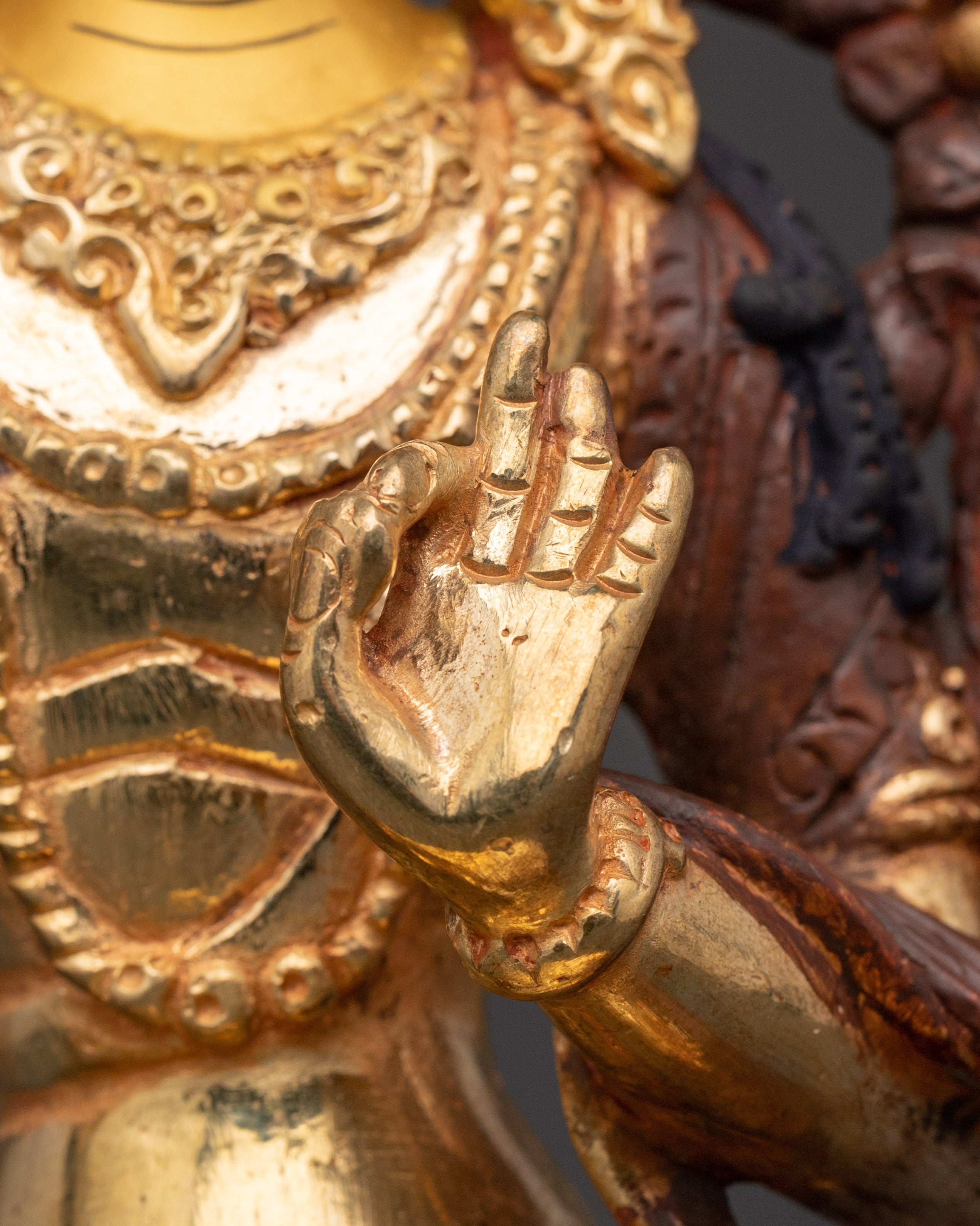 Gold Plated Manjushri Statue | Buddhist Wisdom Figurine