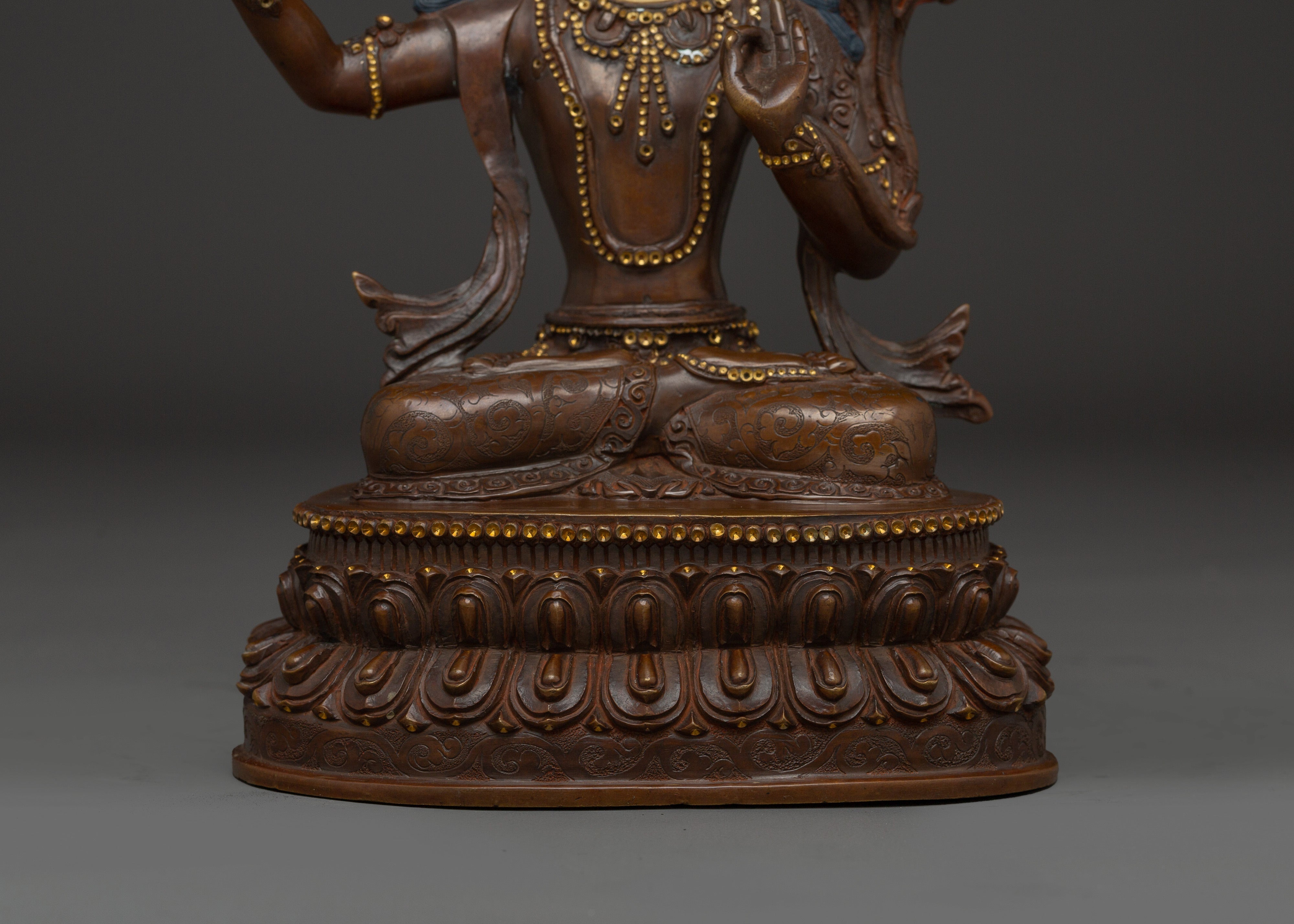 Copper Manjushri Statue for Meditation | Wisdom Deity for Altar & Spiritual Focus