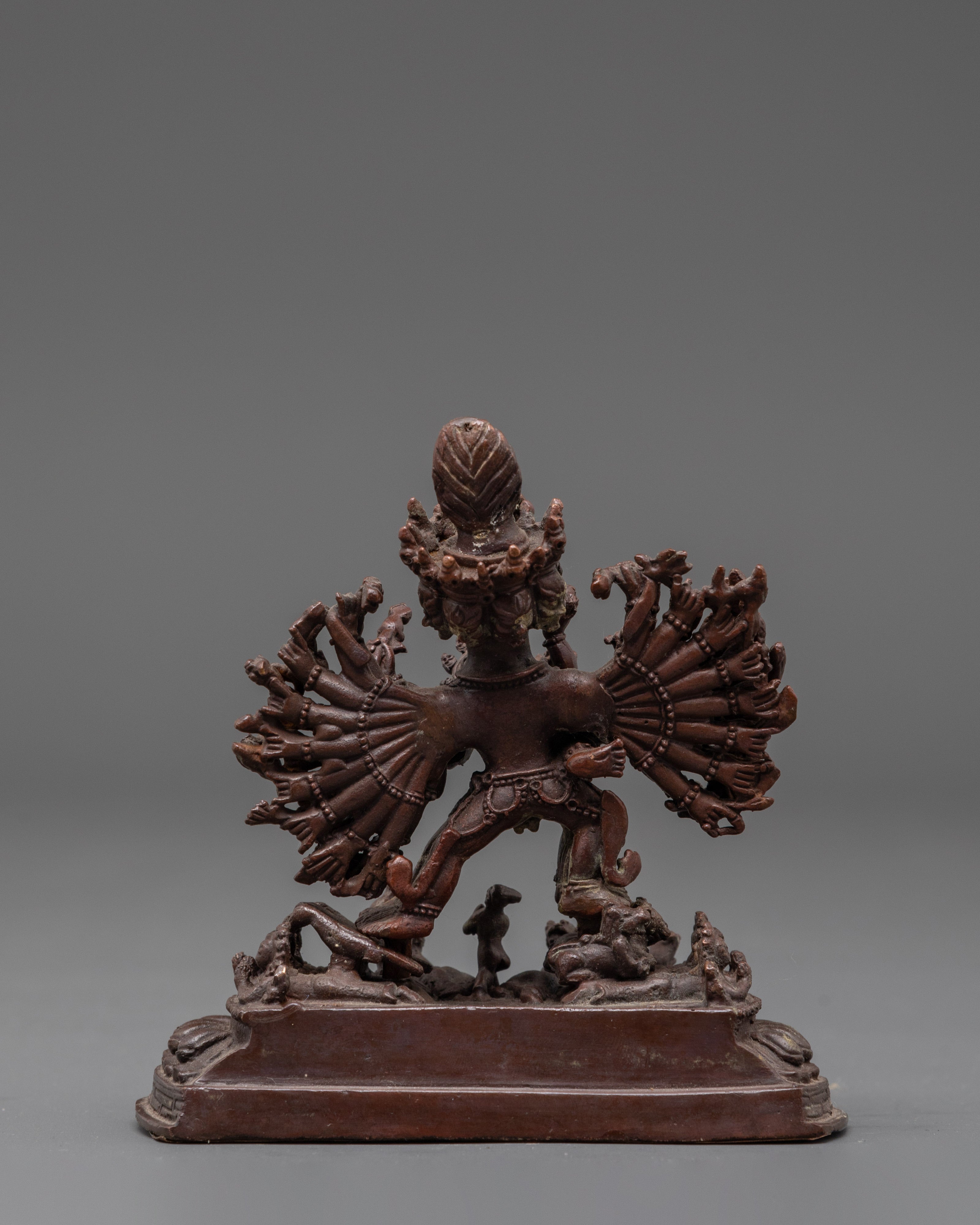 Oxidized Copper Yamantaka wth Consort Statue | Symbol of Fearlessness and Wisdom