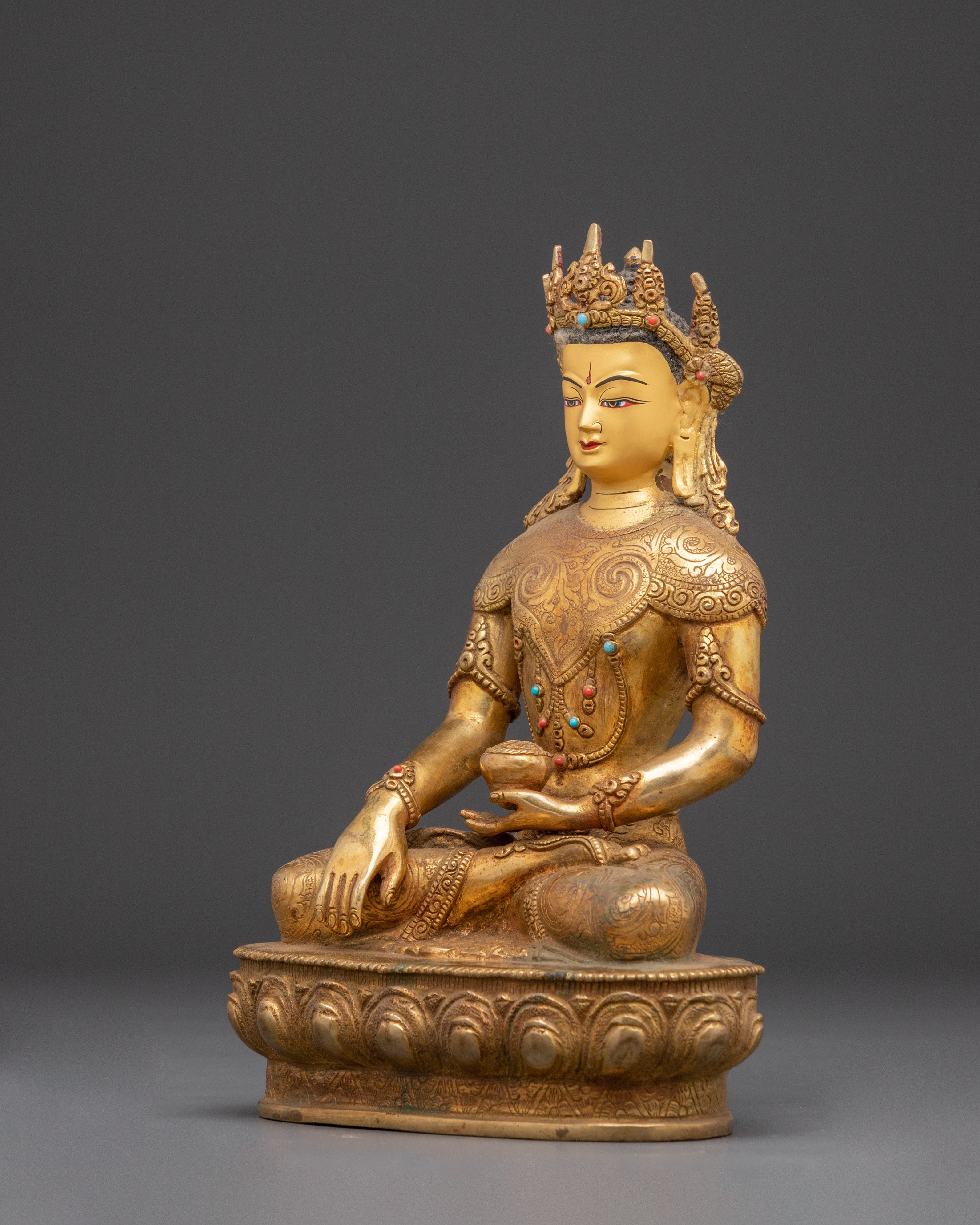 Handcrafted Crown Shakyamuni Buddha Statue | Spiritual Meditation Decor