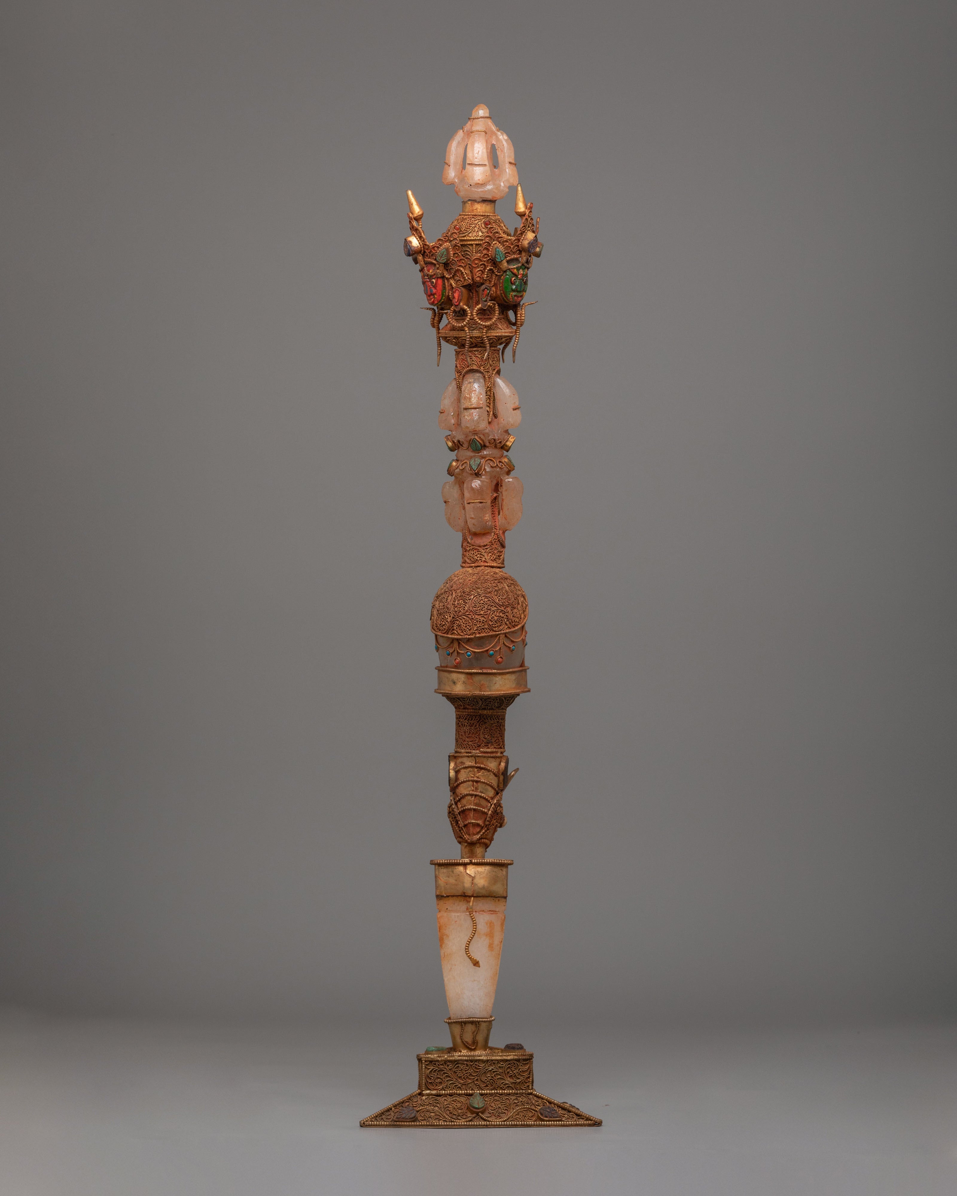 Buddhist Ceremonial Dagger Phurba | Crystal Vajra Dagger for Protection