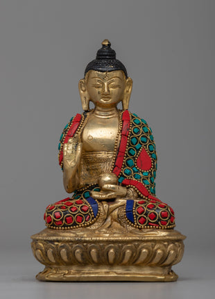 Handcrafted Brass Amoghasiddhi Buddha Statue