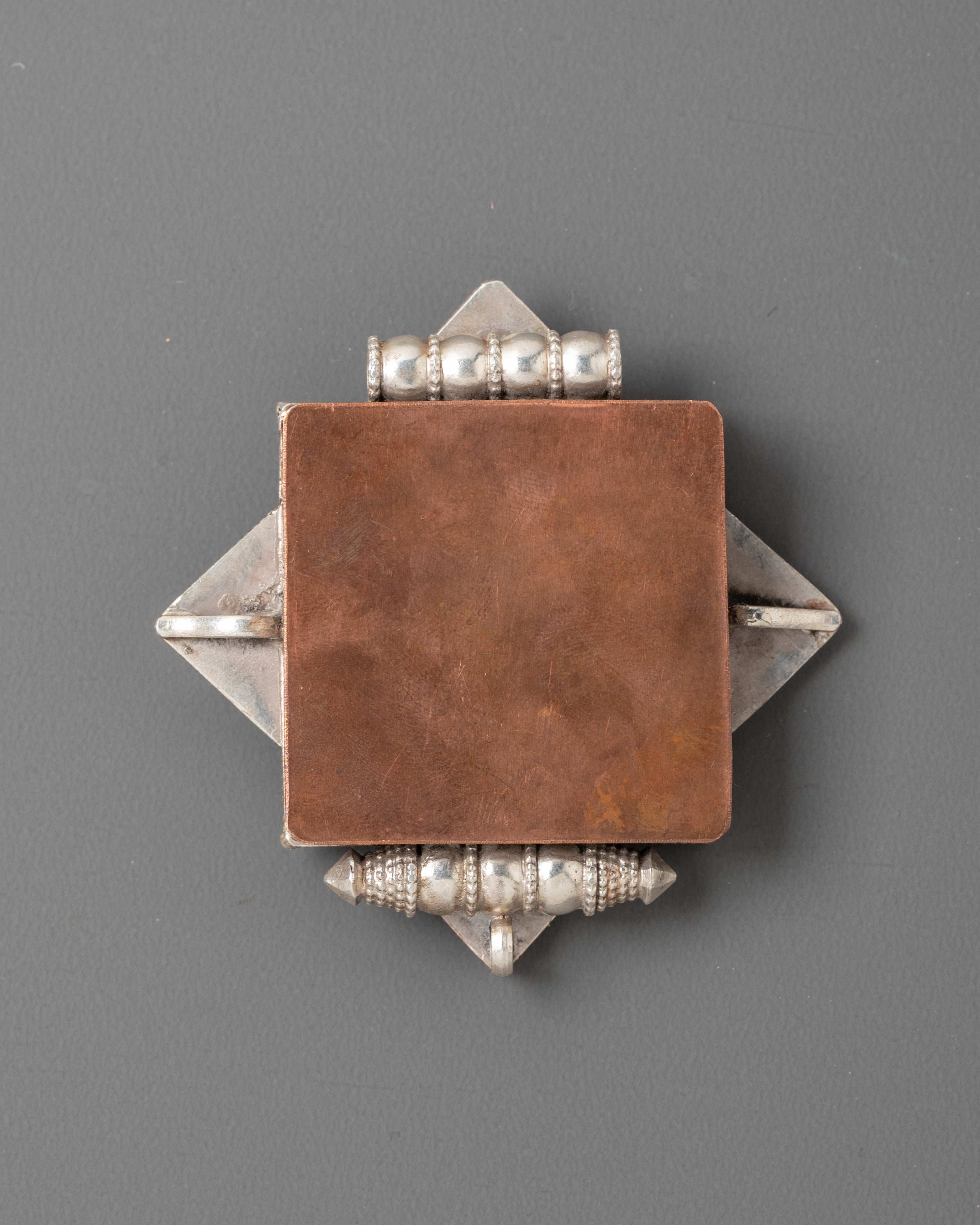 Silver Bishwo Vajra Ghau Box Locket | Turquoise Coral Locket