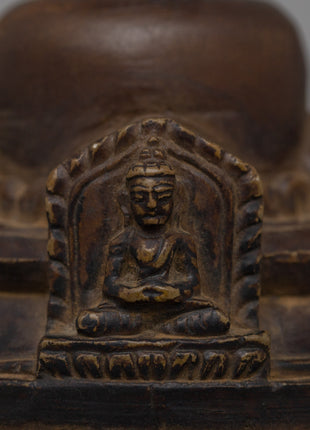 Hand-Carved Copper Stupa with Antique Finish | Buddhist Shrine Decor