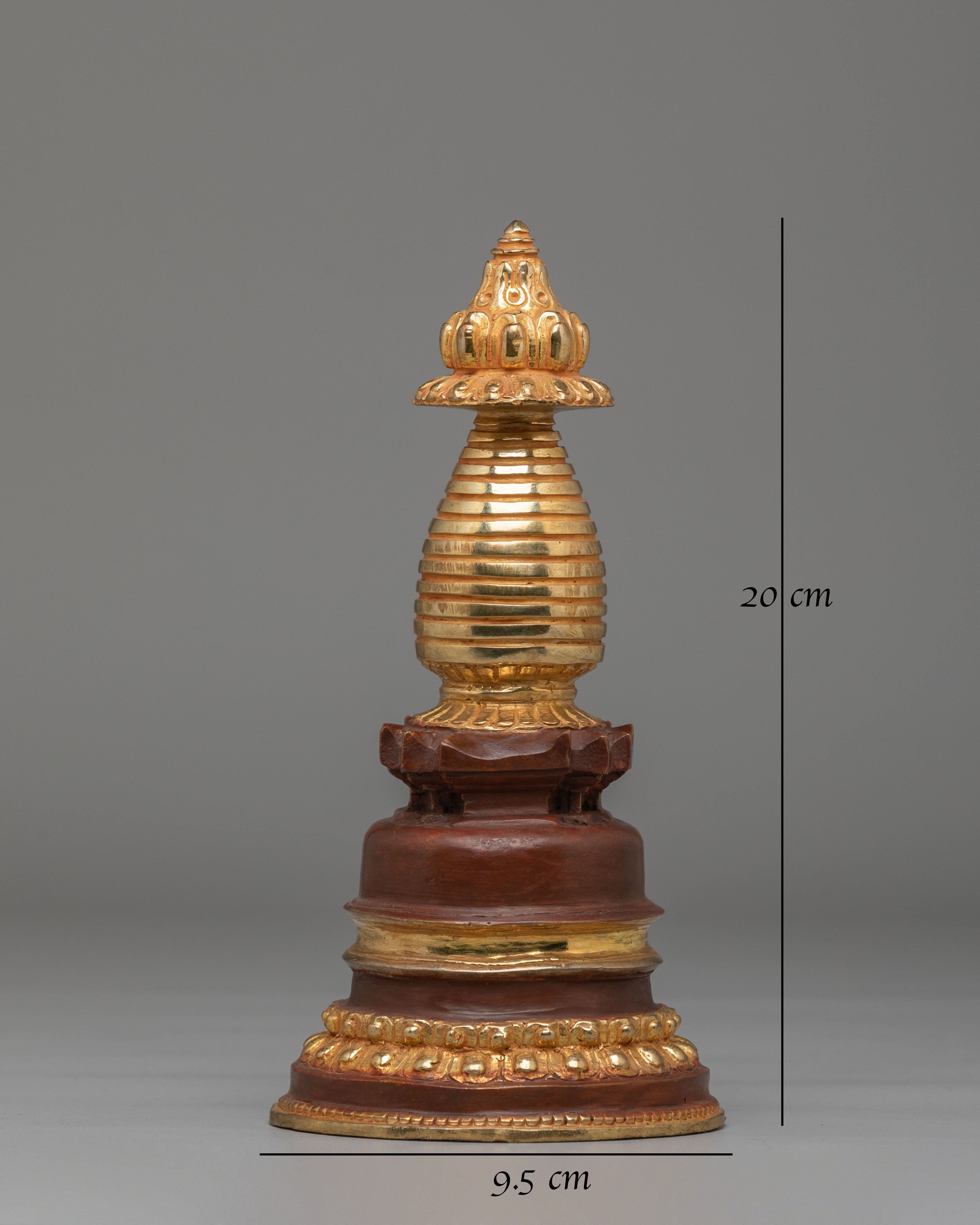 Sacred Gold Plated Kadampa Stupa | Tibetan Buddhist Art