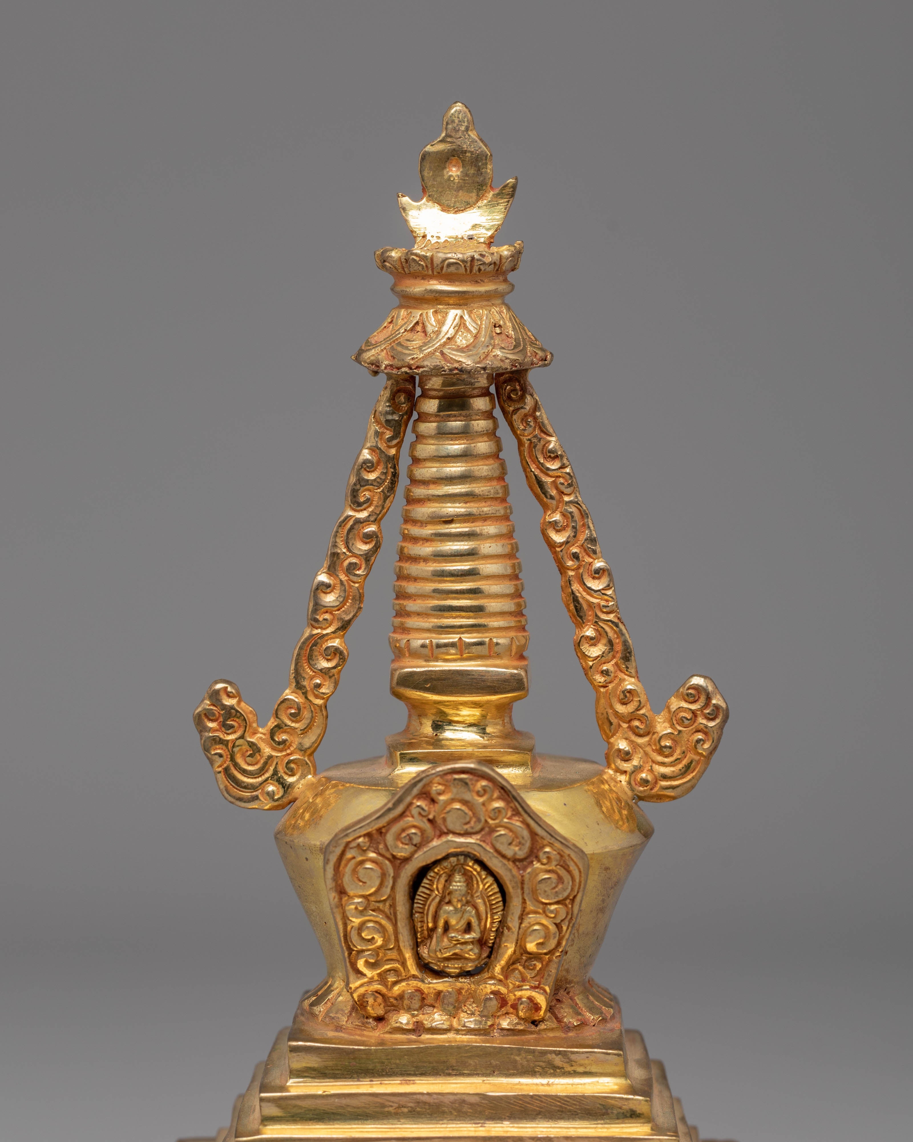 Handcrafted Gold-Plated Stupa Statue | Tibetan Ritual Stupa