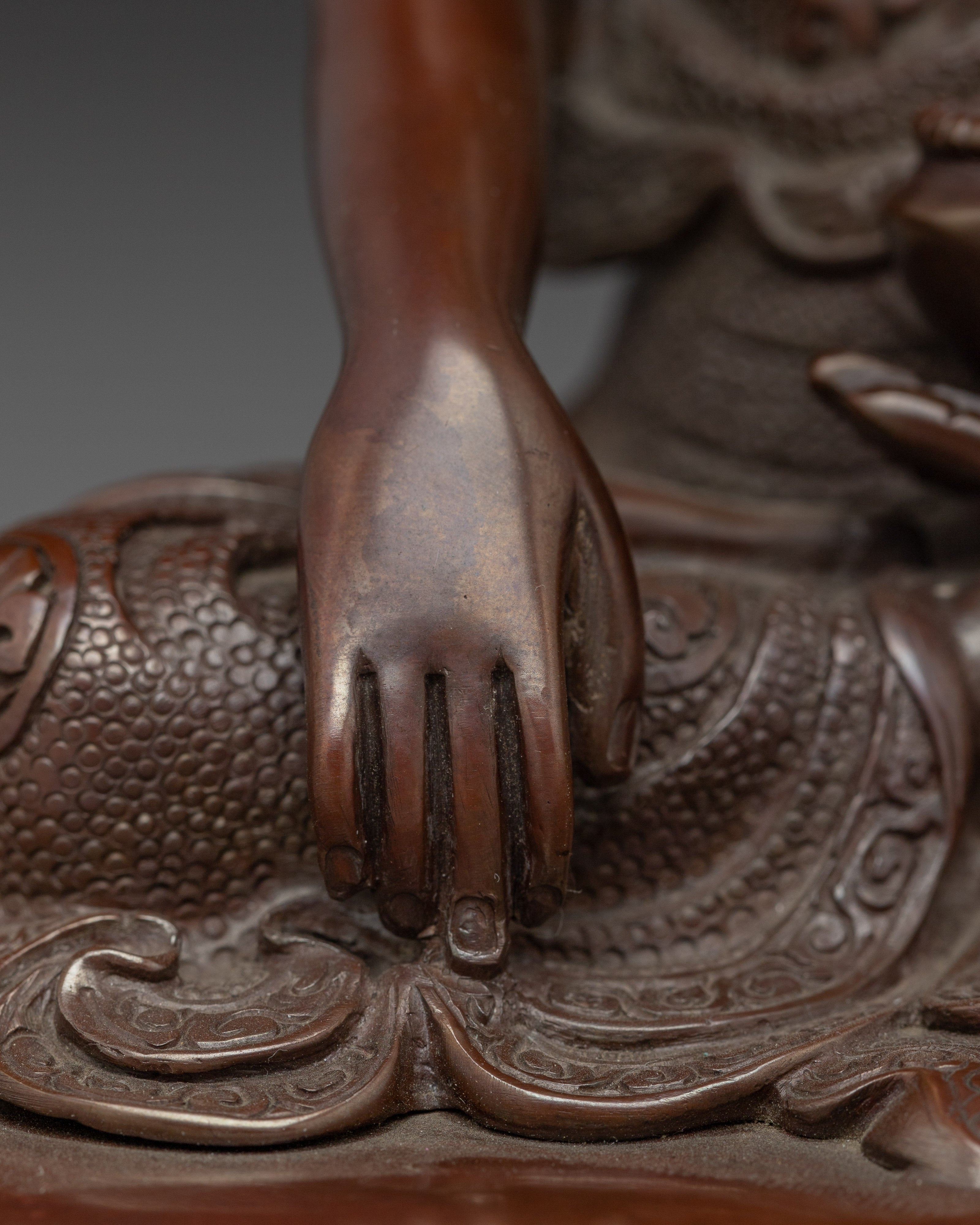 Peaceful Shakyamuni Buddha Oxidized Copper Statue | Meditative Decor