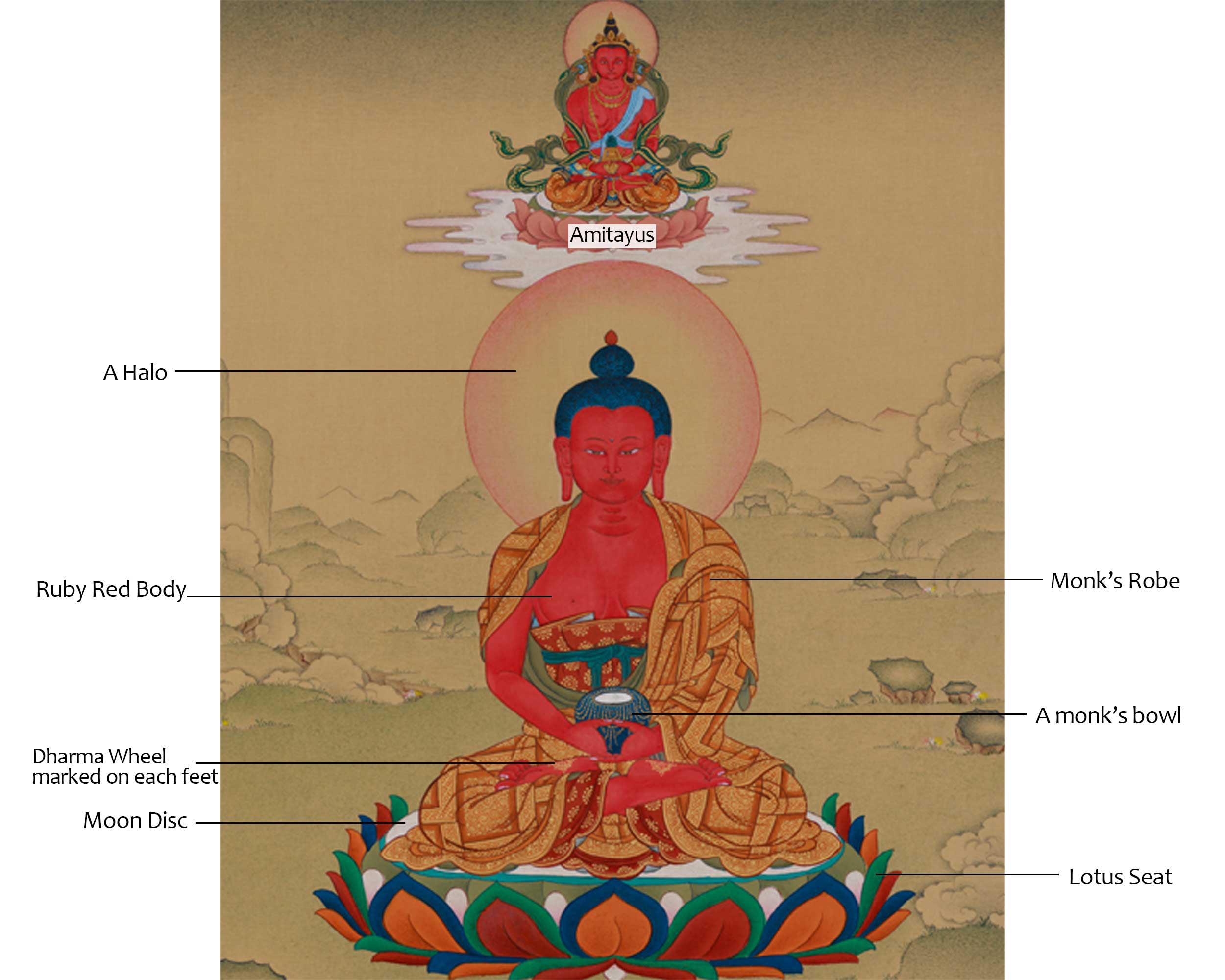 Meditation Amitabha Buddha Thangka | Featuring Amitayus | LHASA Hues