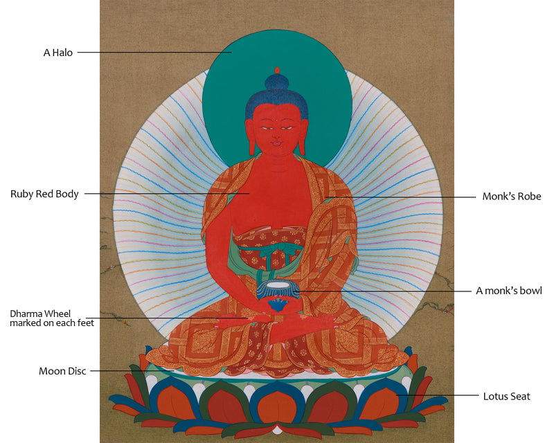 Pure Land Buddha Amitabha Thangka | Om Ami Dewa Hrih