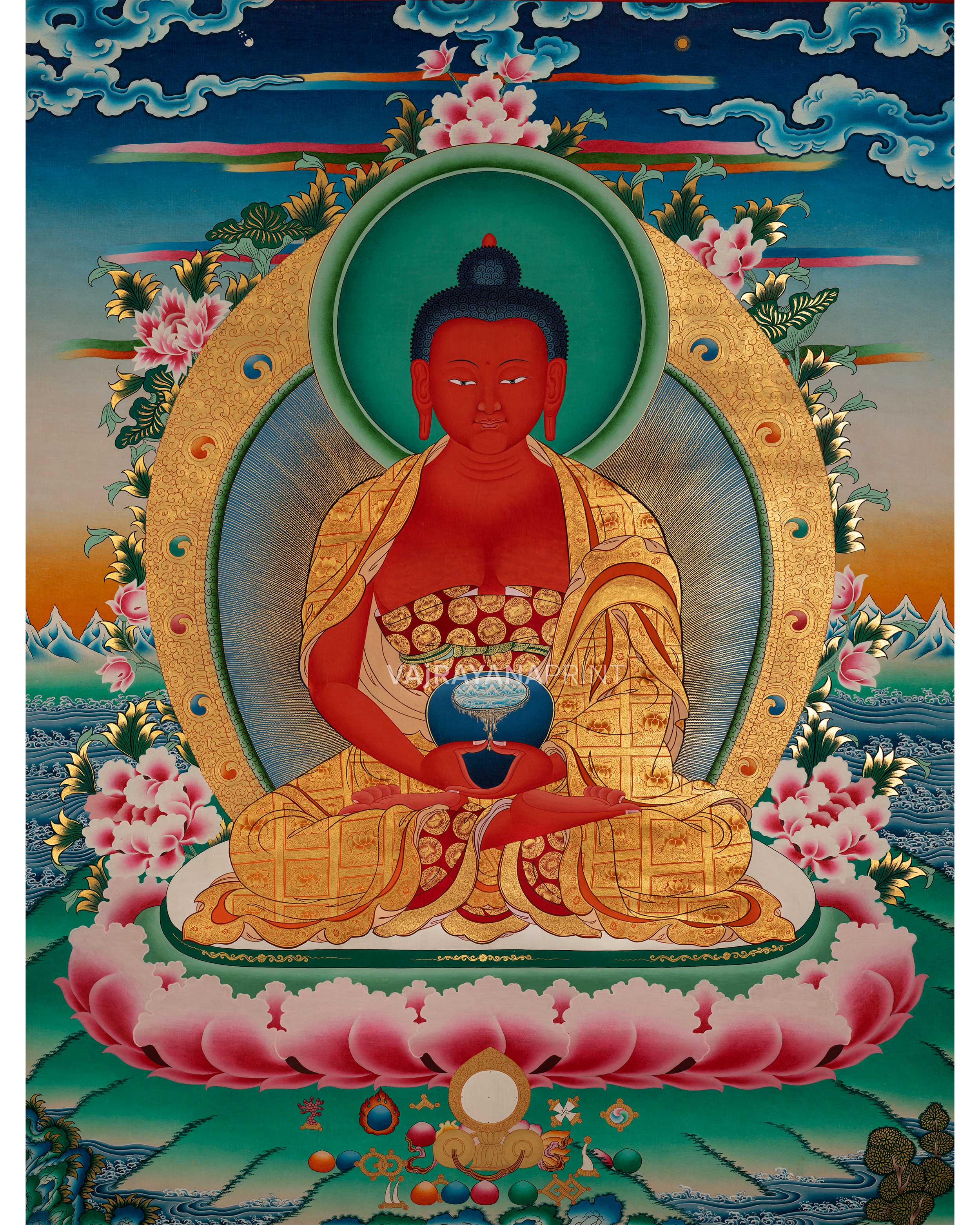 Traditional Amitabha Buddha Chant Nepali Print | Himalayan Buddha