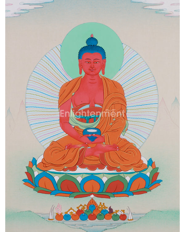 Amitabha Buddha Thangka| Handpainted Small Art