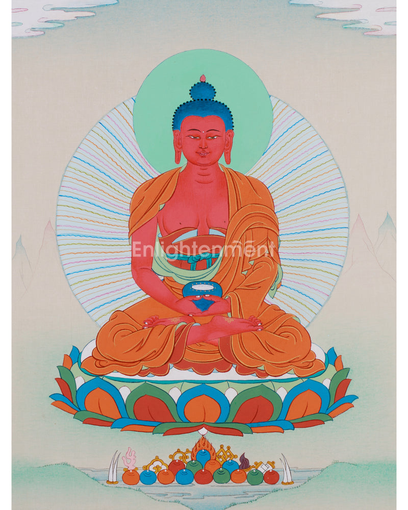 Amitabha Buddha Thangka| Handpainted Small Art