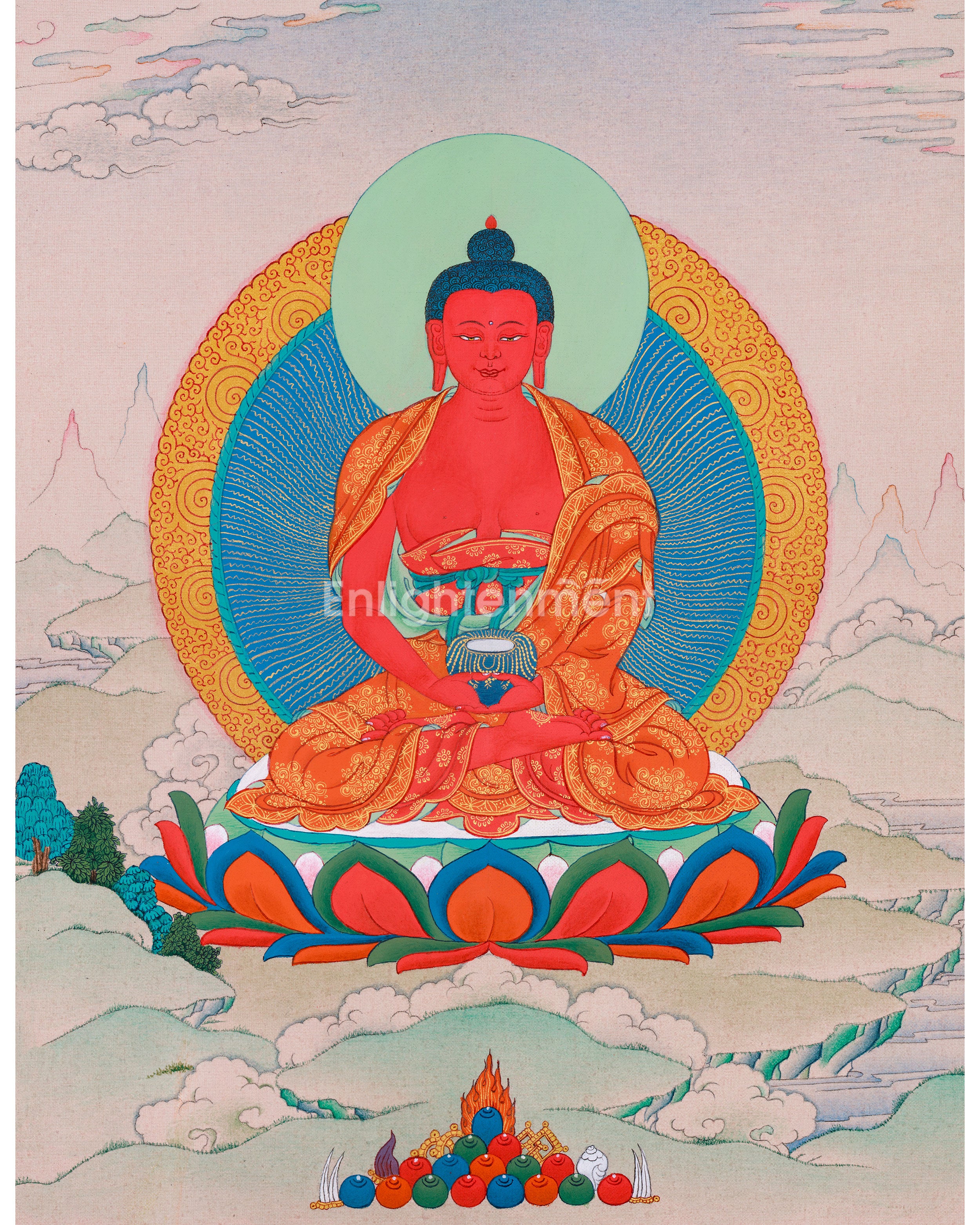 Dhyani Buddha Amitabha Thangka | A Beacon of Infinite Light and Compas