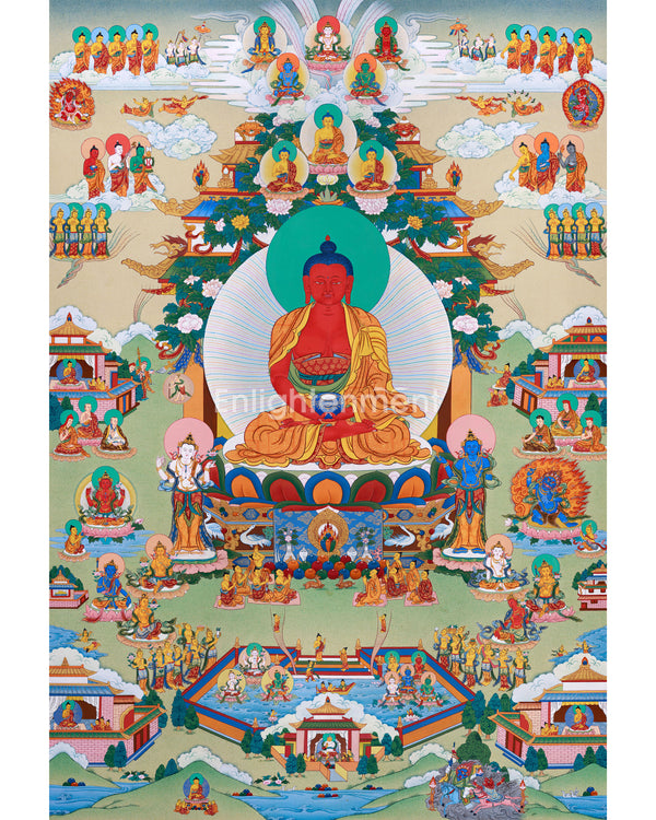 Pure Land Amitabha Singham Thangka | Karma Gadri Artistry