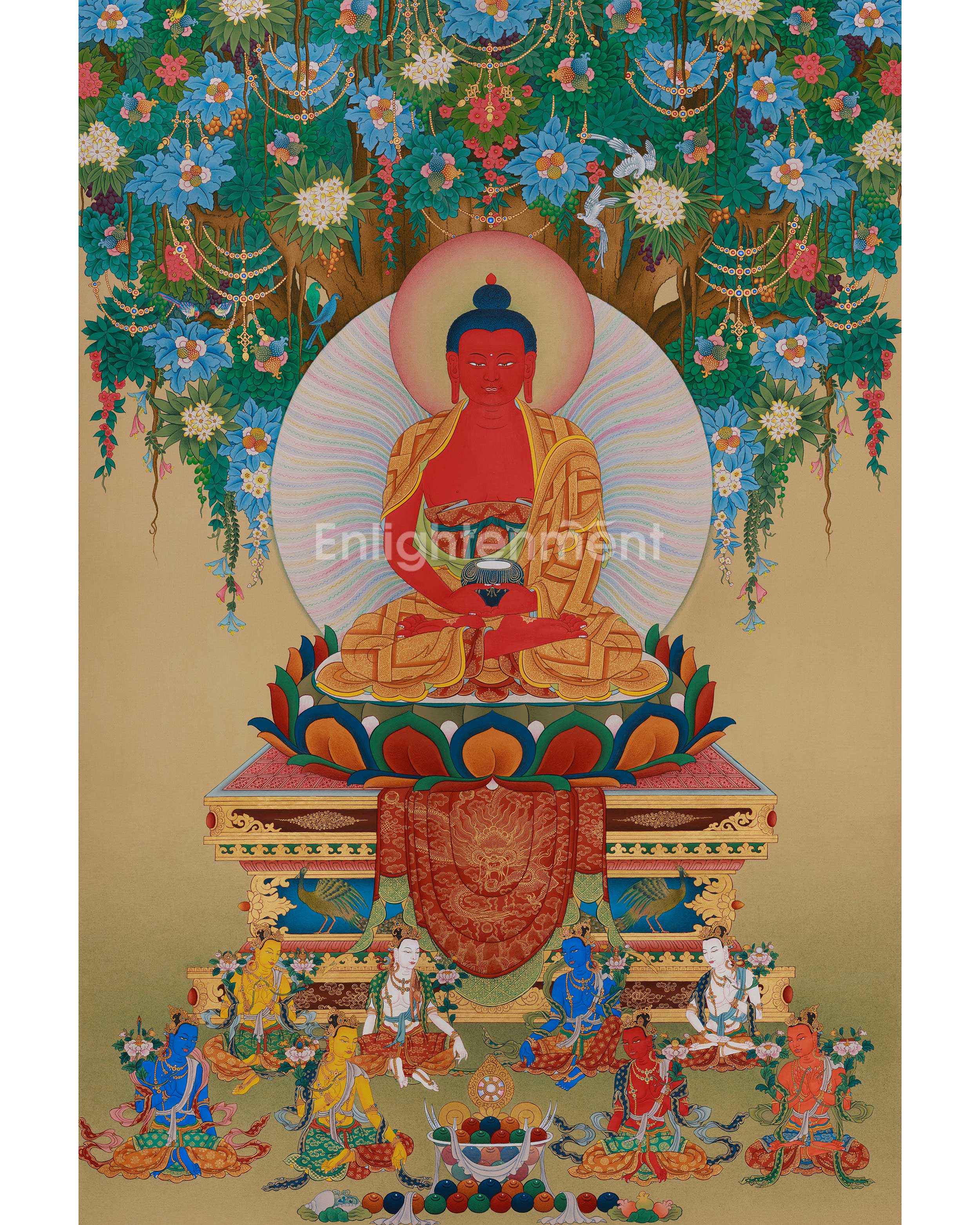 Amitabha Buddha with Bodhisattva Thangka