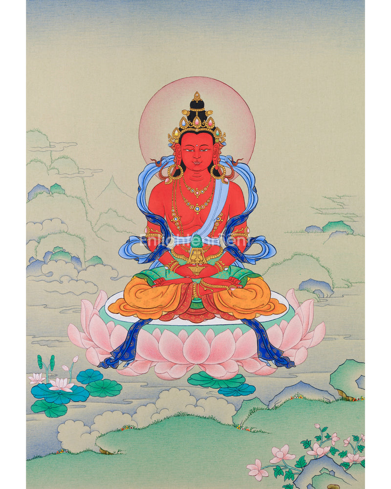 Small But Perfect Amitayus Thangka for Practice