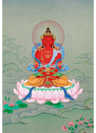 Amitayus Buddha of Infinite Light | Small Thangka Art for Meditation