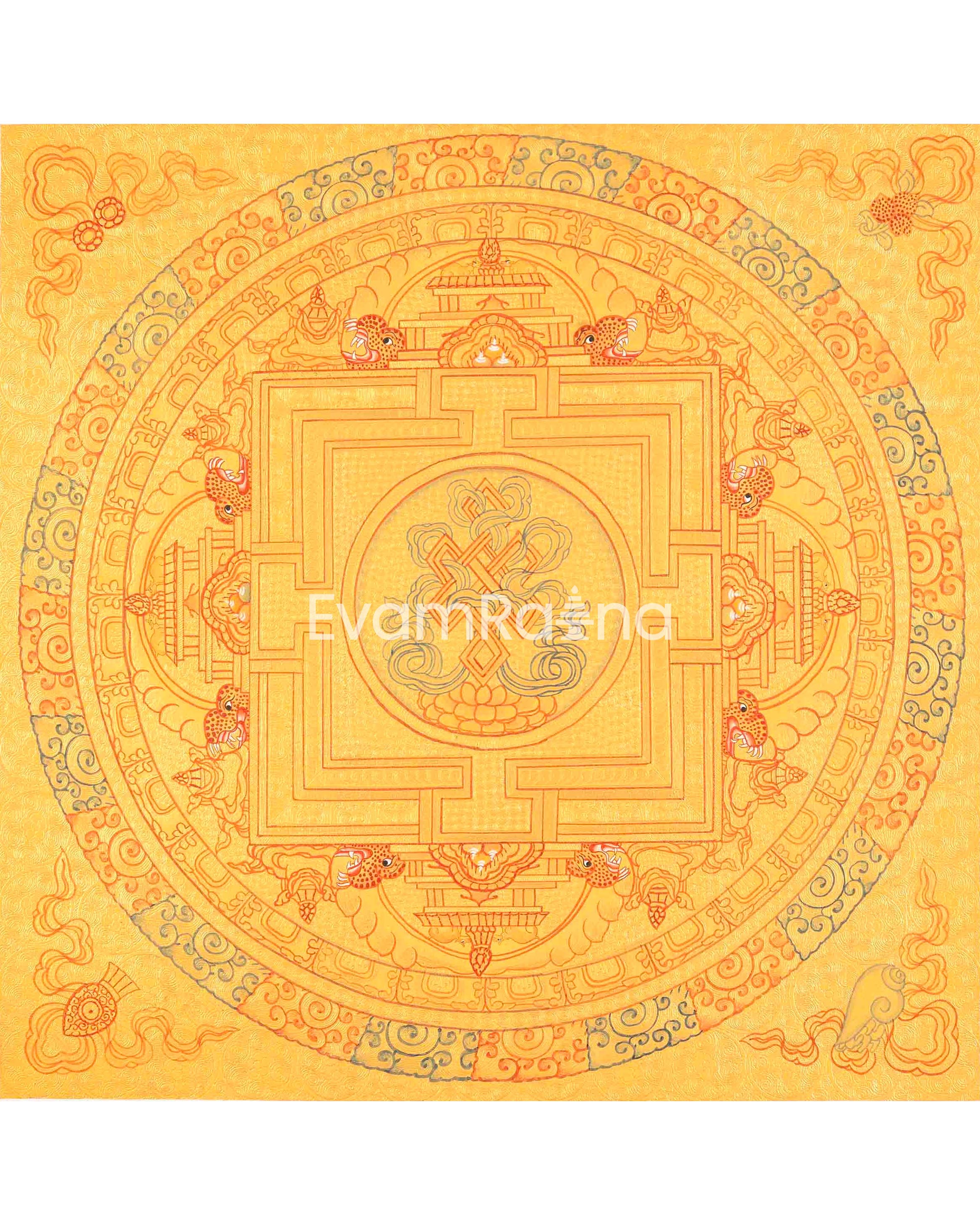 Hand Painted Auspicious Mandala Tibetan Thangka | Wall Hanging For Meditation