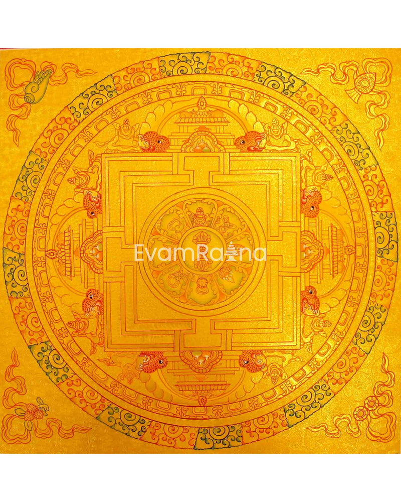 Original Hand Painted Vajra With 8 Auspicious Mandala Art | Tibetan Thangka Painting