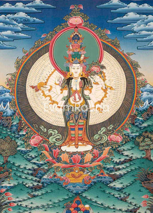 Avalokiteshvara Original Hand-Painted Tibetan Thangka