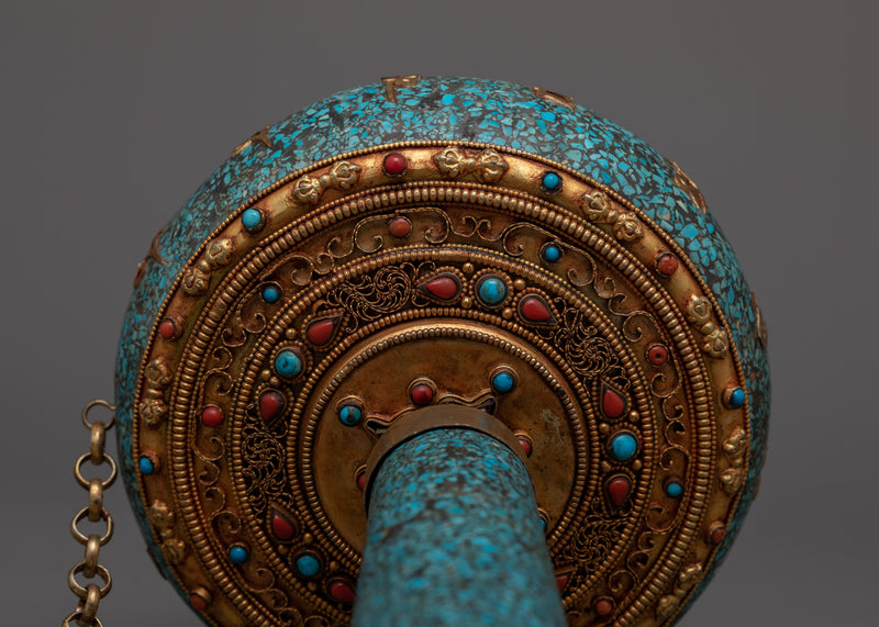 Turquoise Prayer Wheel | Handcrafted with Love & Devotion