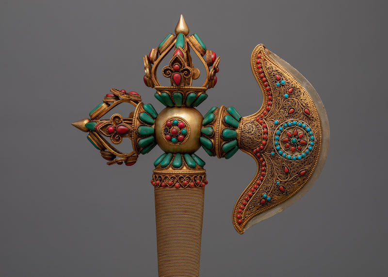 Gold Plated Kartika Axe | Embodying Tibetan Devotion & Art