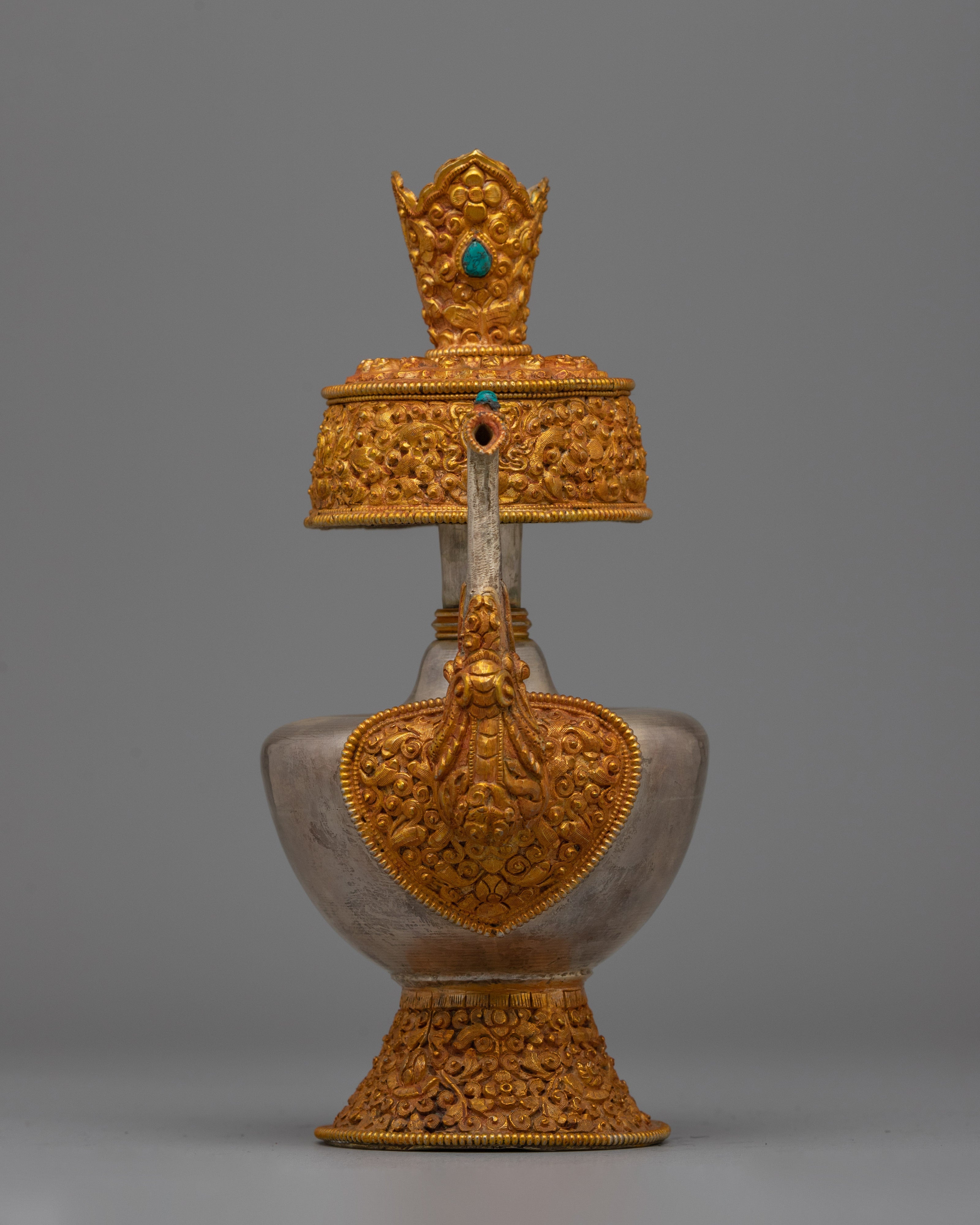 Gold Plated Silver Bhumba Vase | Buddhist Ritual Item and Copper Ritua