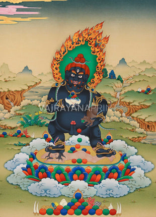 Traditional Black Dzambhala Canvas Print | High Quality Giclee Artwork | Wall Decoration