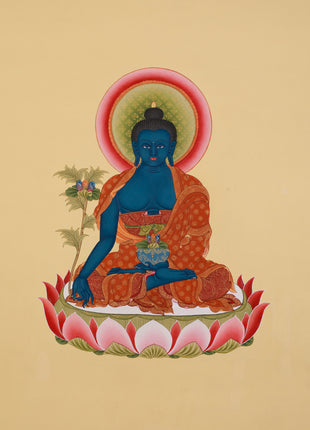 Blue Healing Buddha Thangka