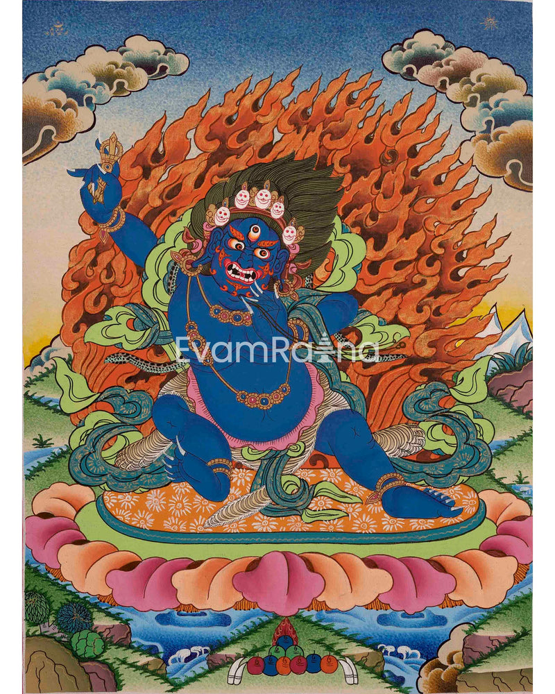 Original Hand-Painted Vajrapani Thangka | Tibetan Buddhist Canvas Art