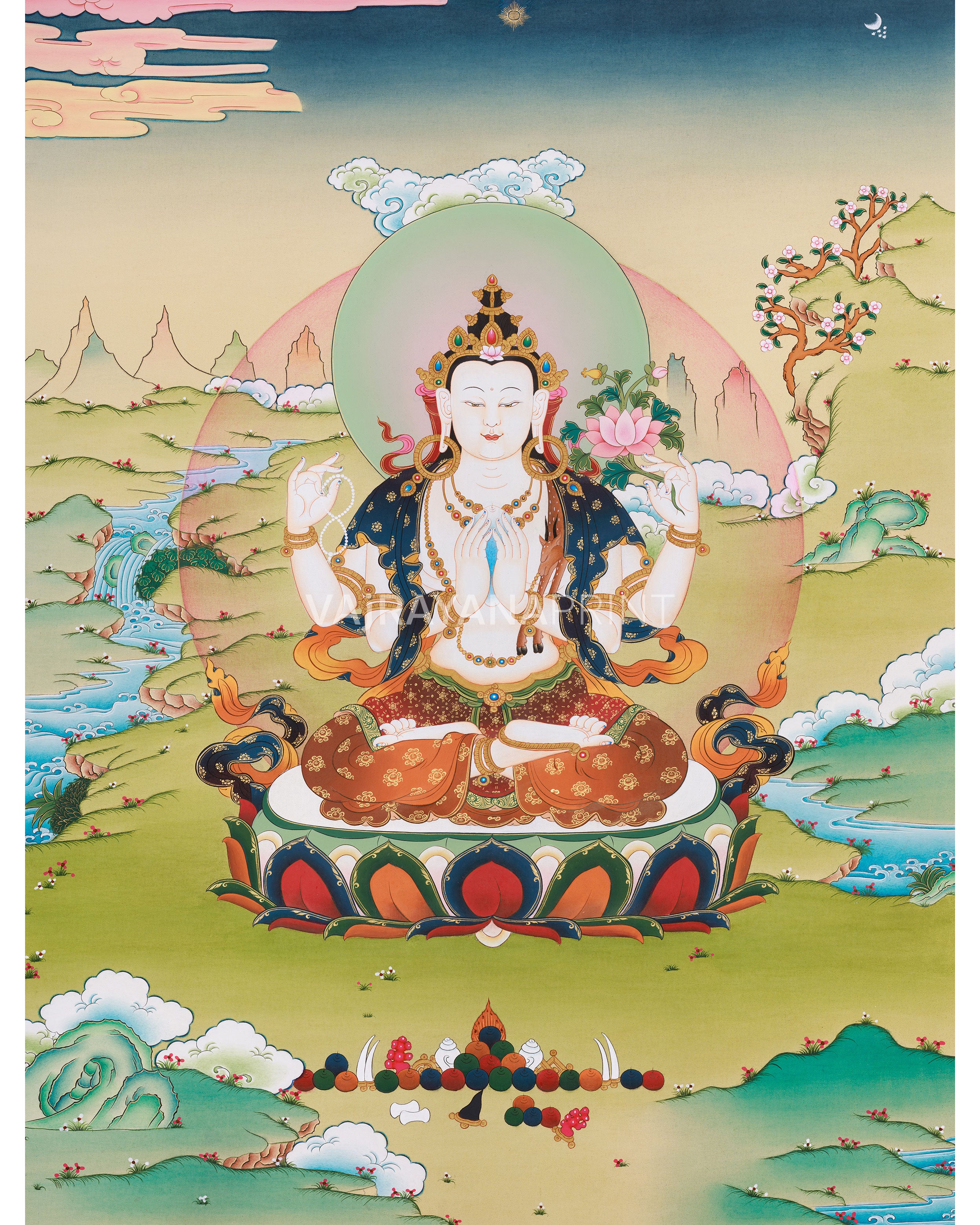 Bodhisattva Four Armed Chenrezig Canvas Print 