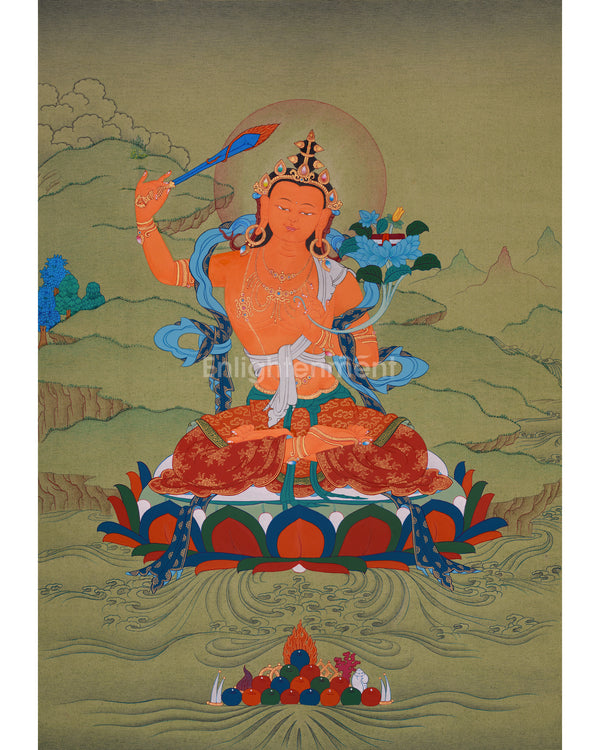 Hand-Painted Manjushri Thangka