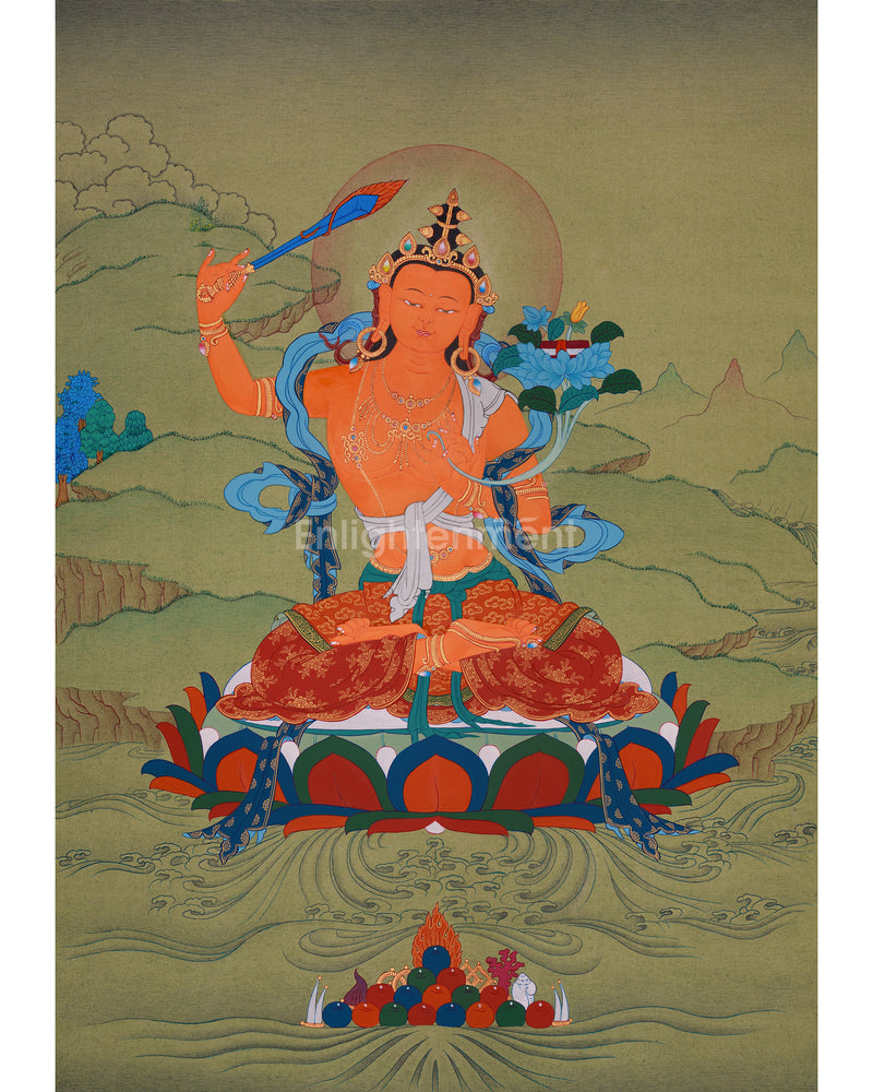 Hand-Painted Manjushri Thangka