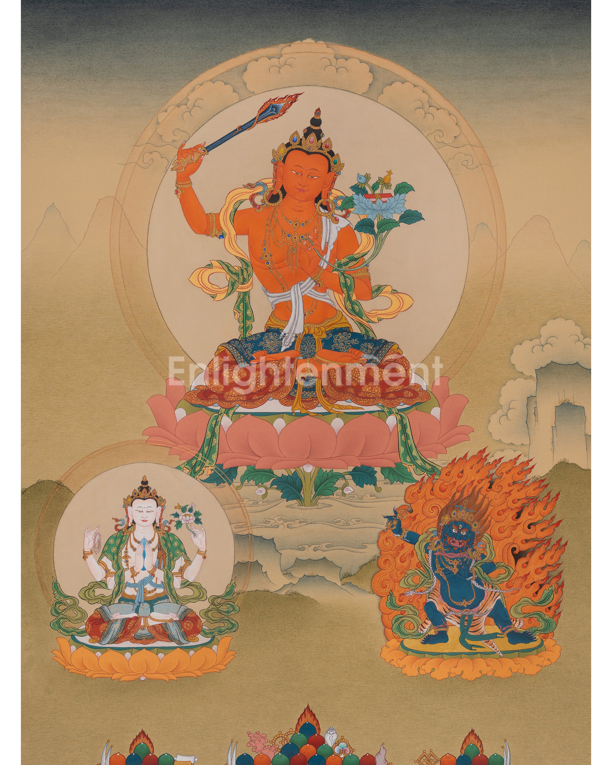 Bodhisattva of Wisdom Deity Manjushri Thangka 