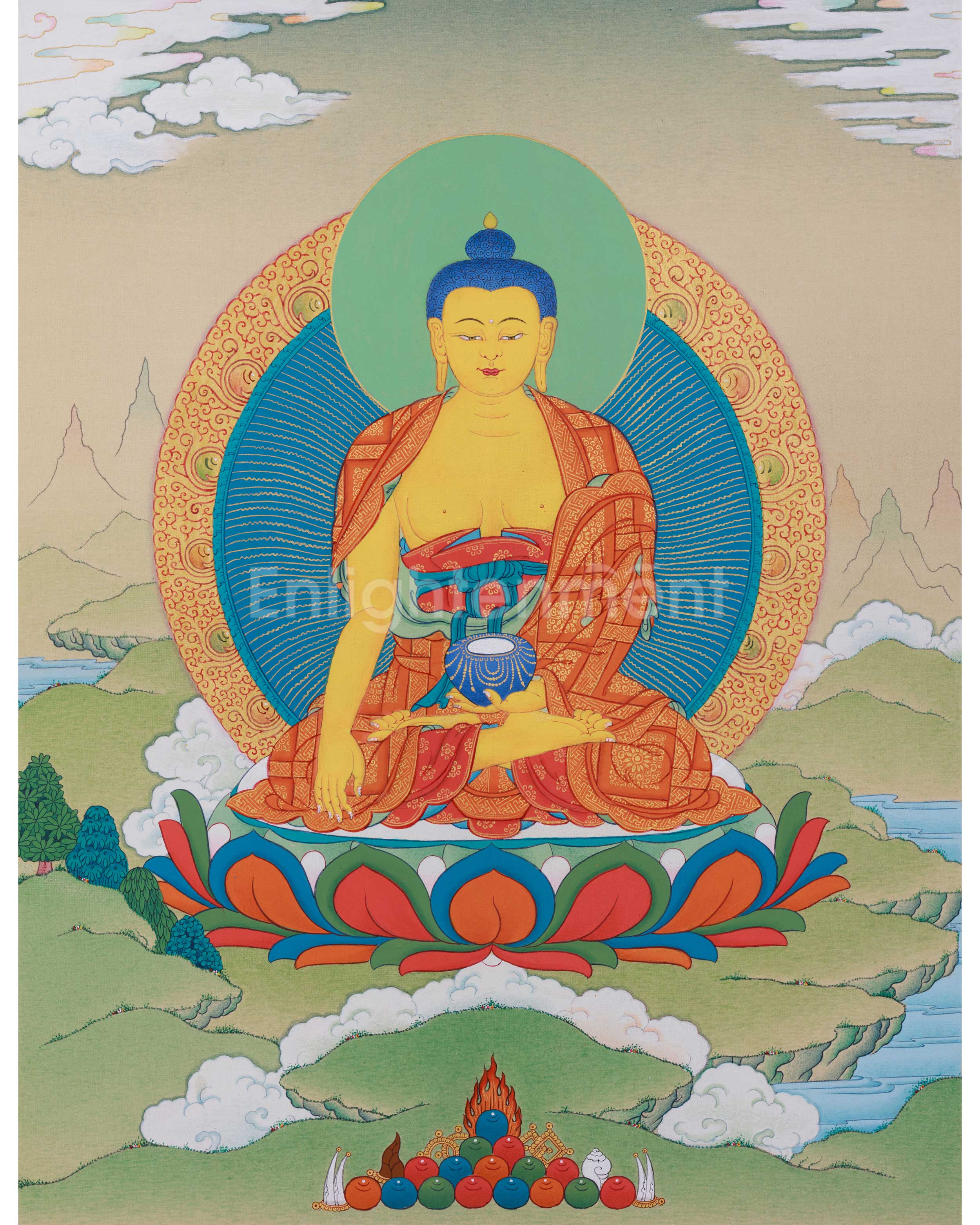 Small Buddha Thangka in 24K Gold