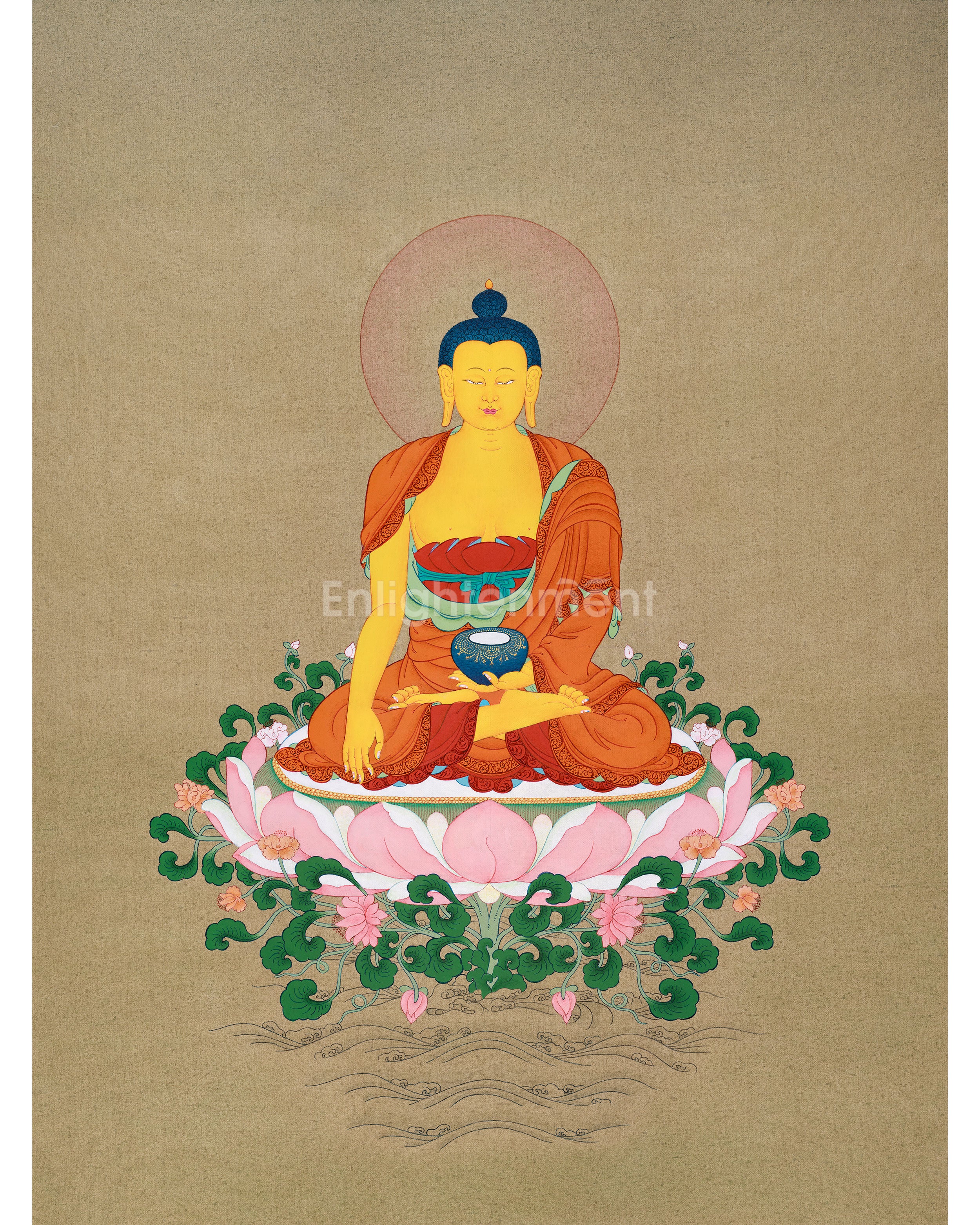 Enlightened Shakyamuni Buddha Thangka Painting | Hand-painted in Enlightenment Studio