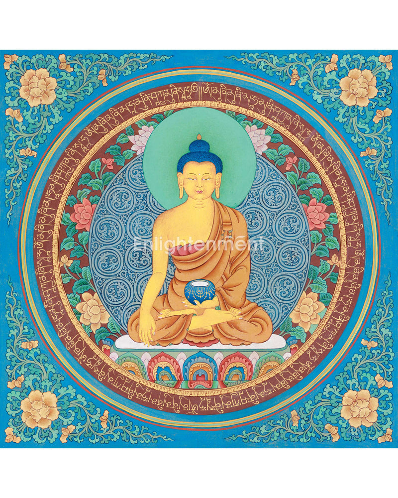 Unique Depiction of Buddha Shakyamuni Thangka