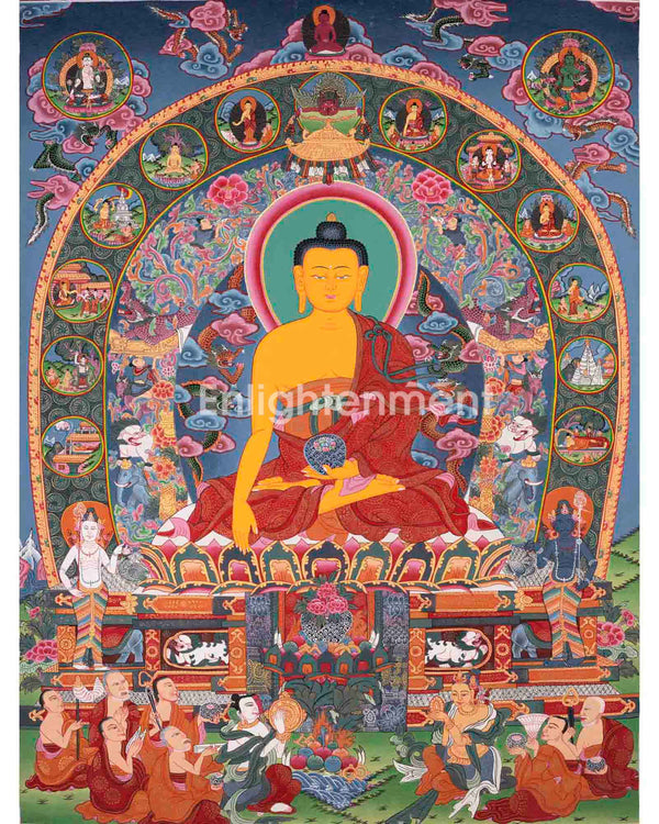 Buddha Life Story Thangka | Religious Buddhist Painting | Wall Decors