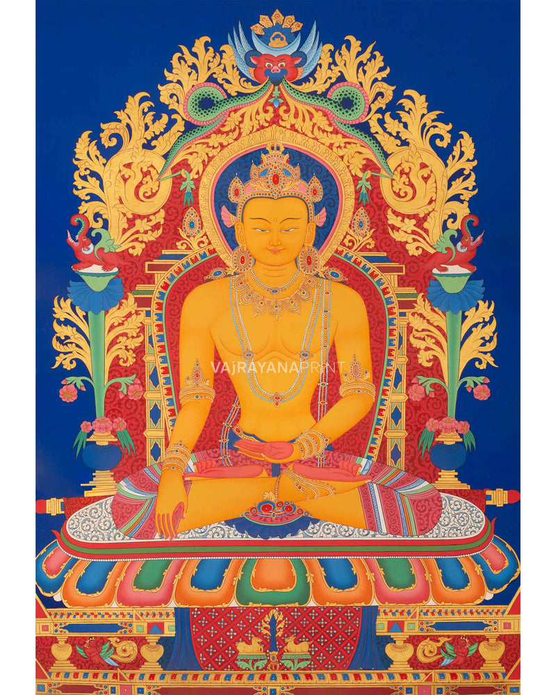 Buddha Ratnasambhava Seated Print In Giclee Throne Lotus